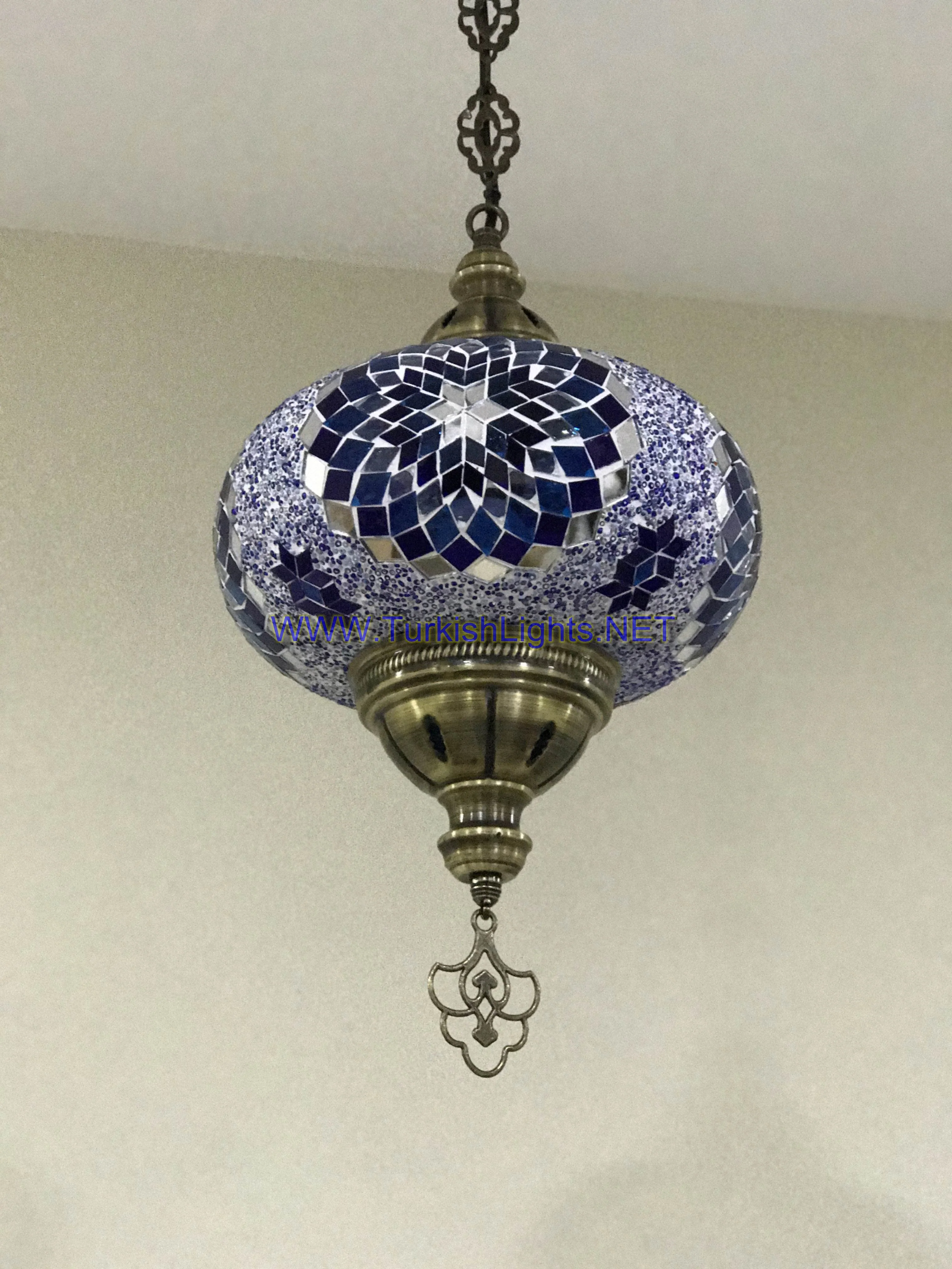 Turkish Handmade Mosaic  Hanging Lamp - Extra Large Globe - Image 6