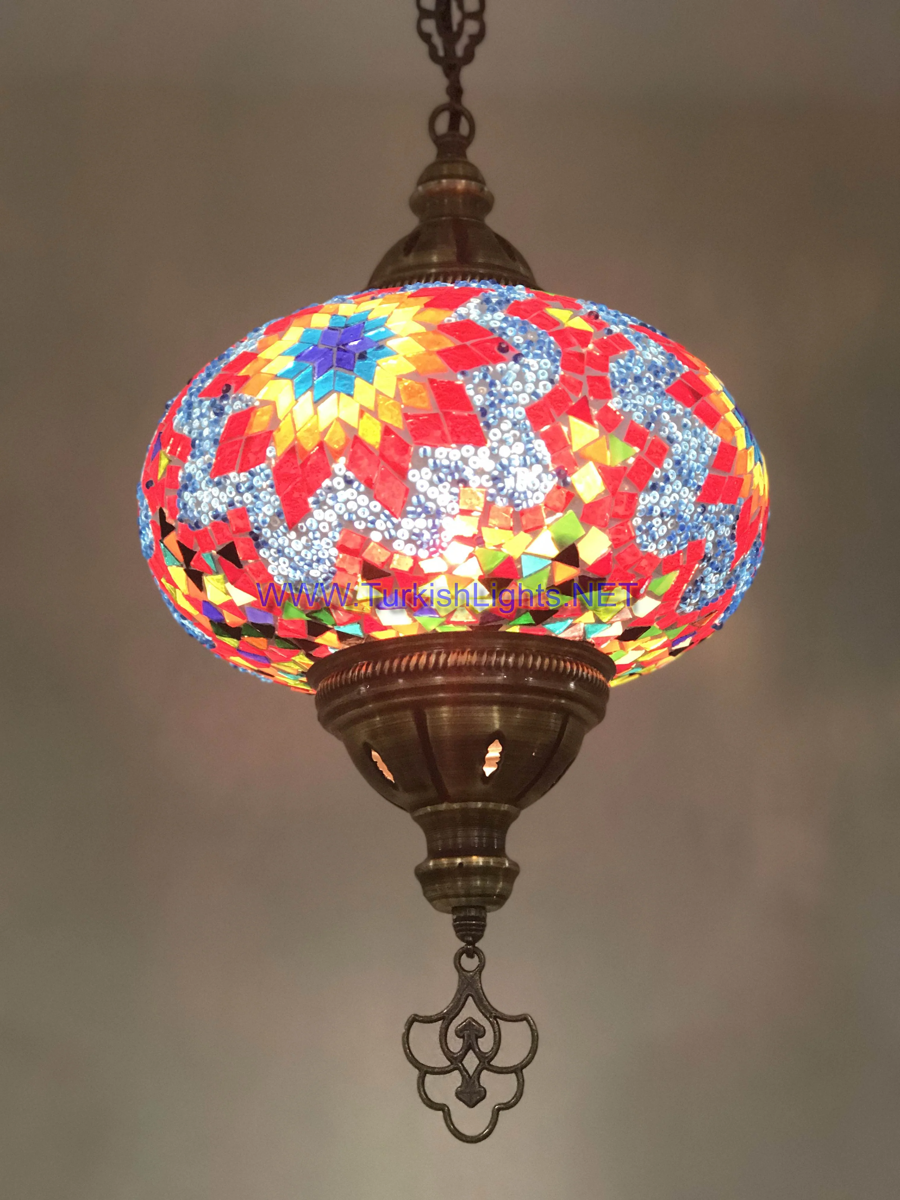 Turkish Handmade Mosaic Hanging Lamp - Extra Large Globe
