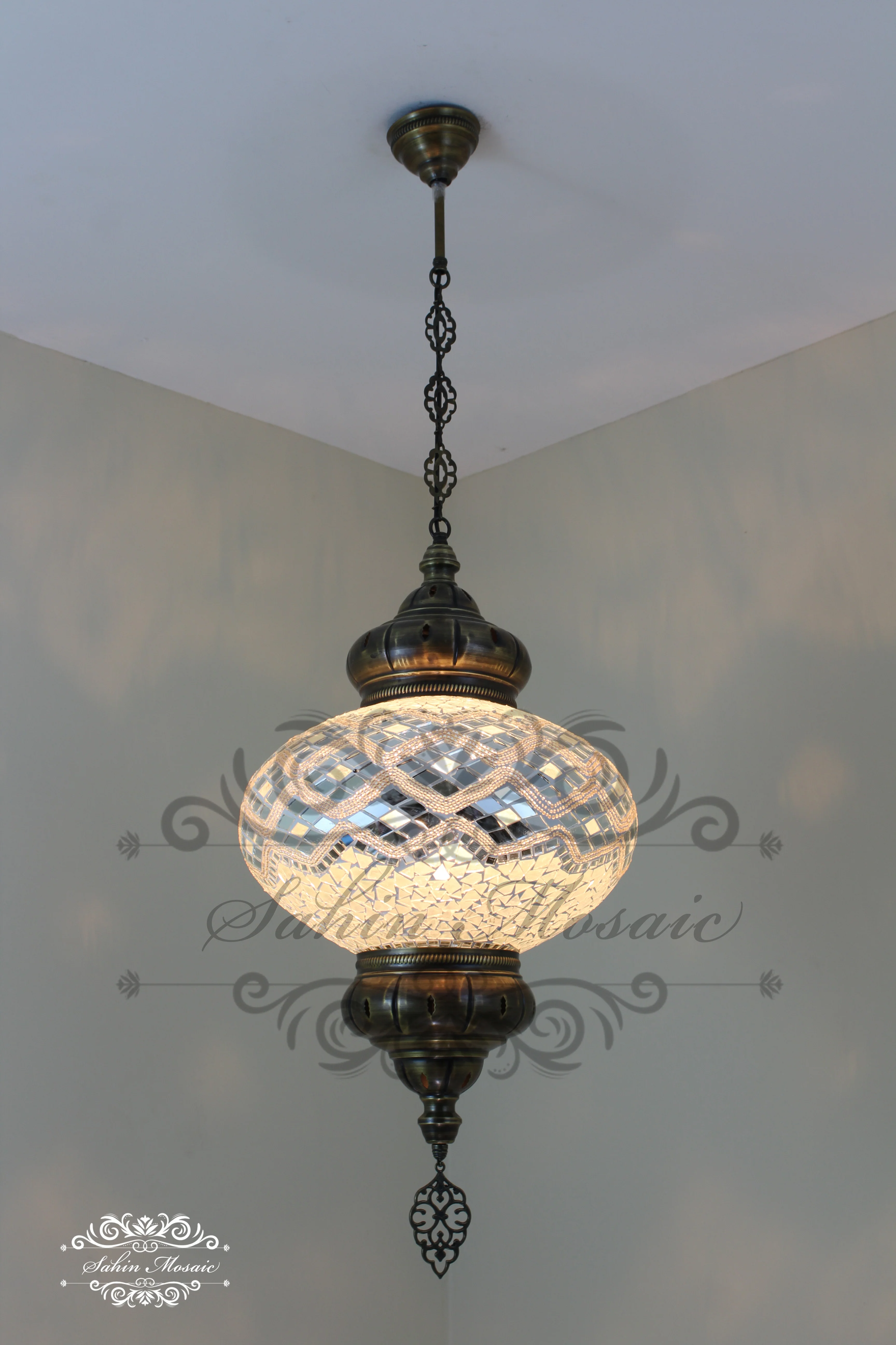 Turkish Handmade Mosaic Hanging Lamp - NO6 GLOBE - Image 3
