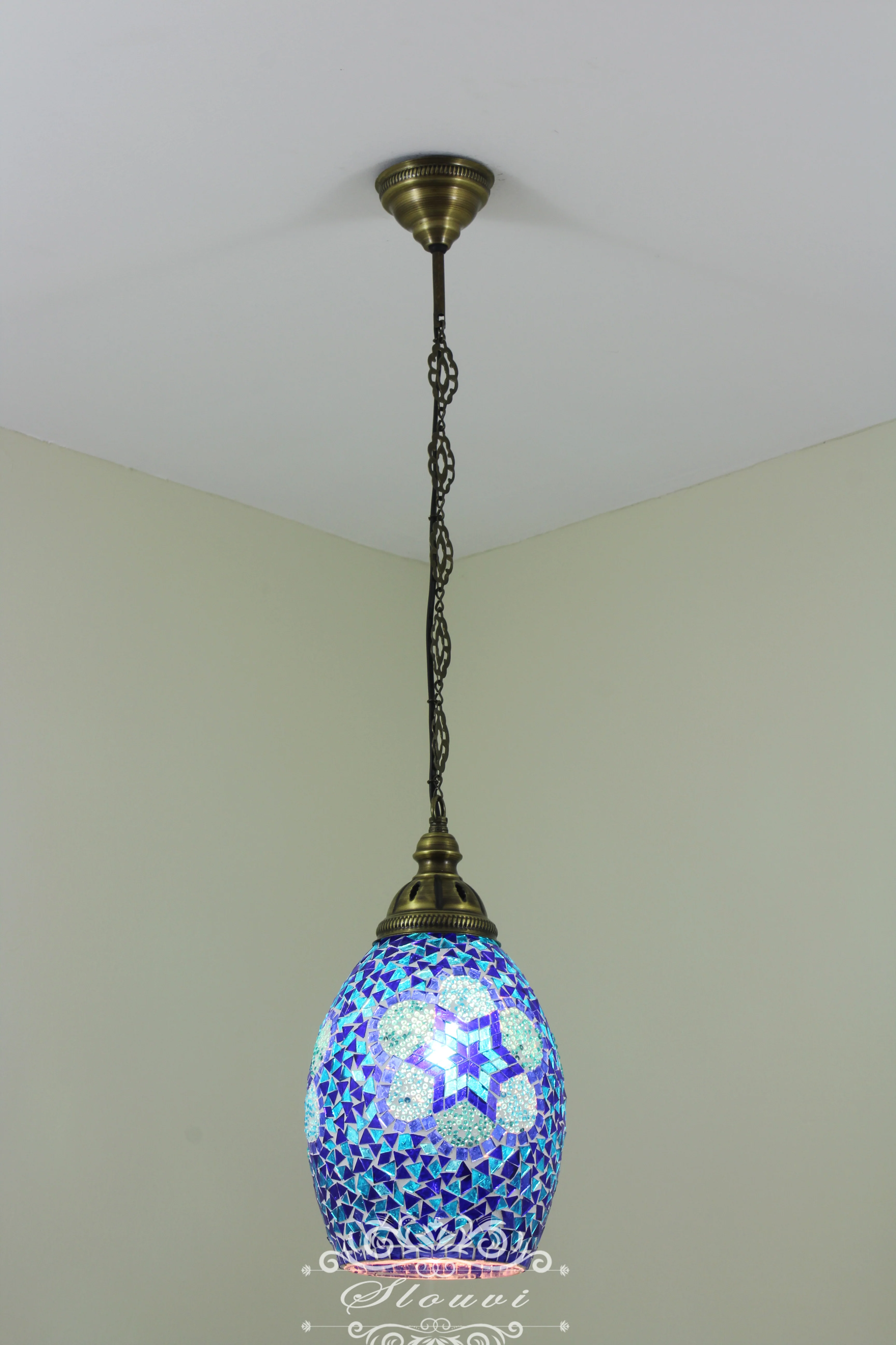 Turkish Handmade Mosaic Hanging Pendant - Kitchen Island Pendant - Image 3