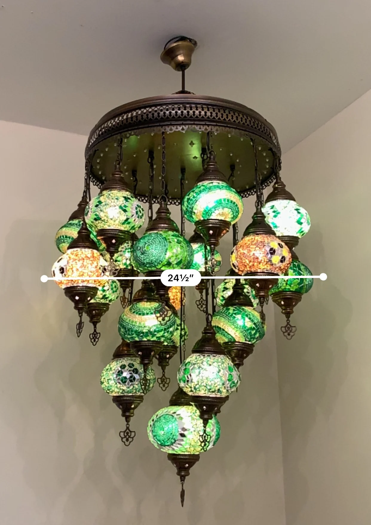 Turkish Mosaic Chandelier 21 Medium Globes with Remote ID: LZ21M-1 - Image 11