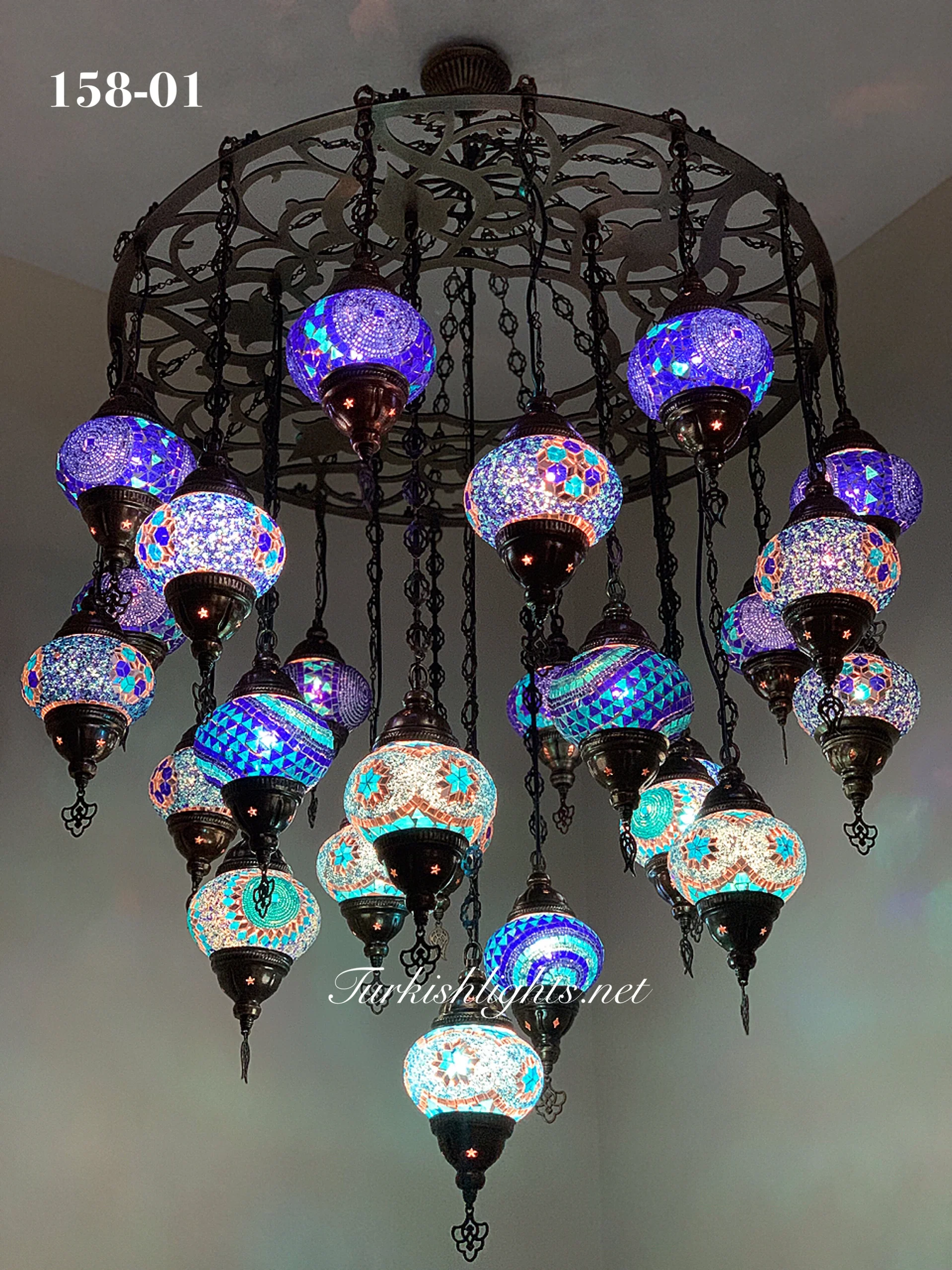 Turkish Mosaic Chandelier 25 Medium Globes ID: LZ25M - Image 3