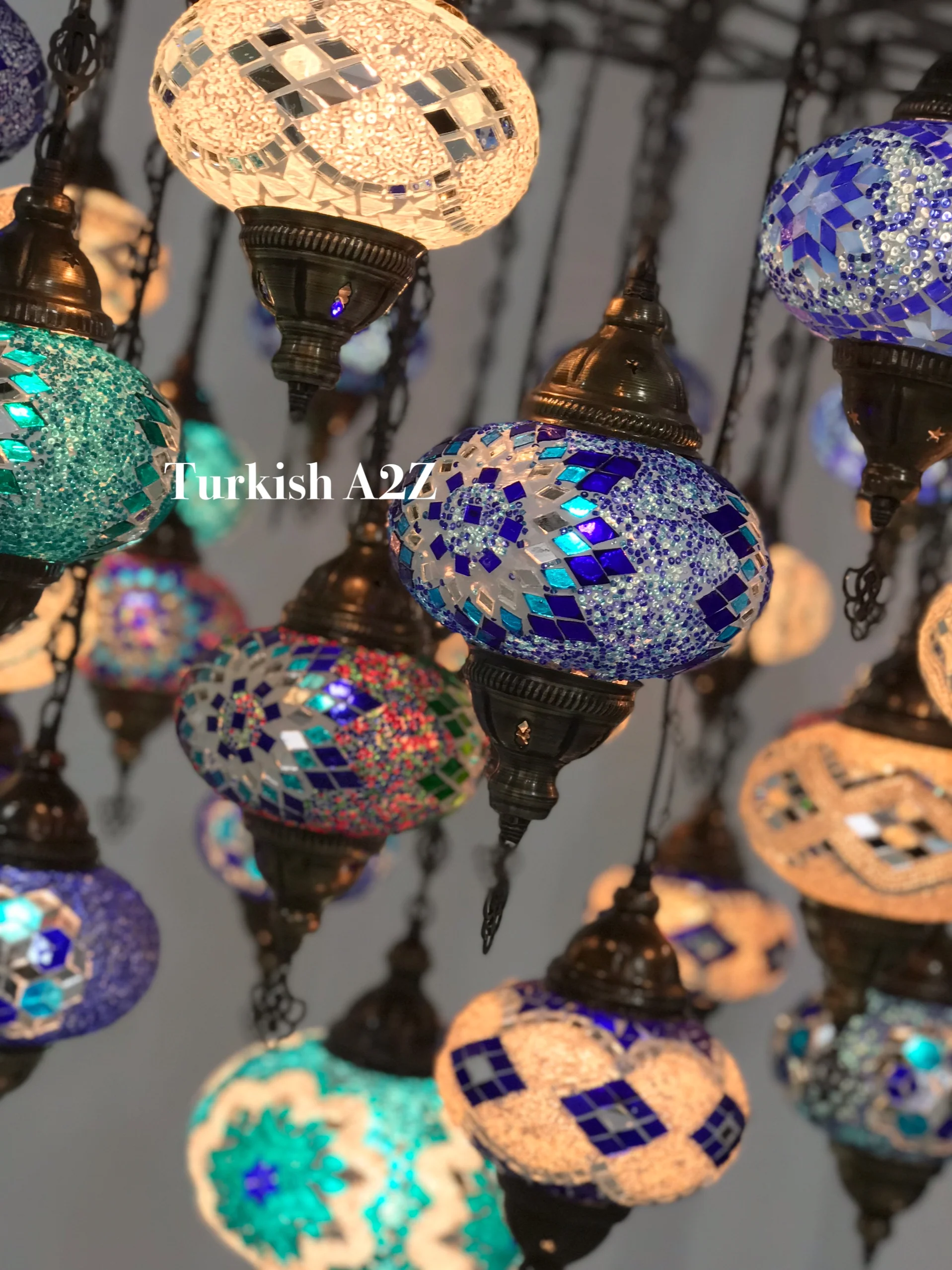 Turkish Mosaic Chandelier 37 Large Globes ID: LZ37L-MIX - Image 4
