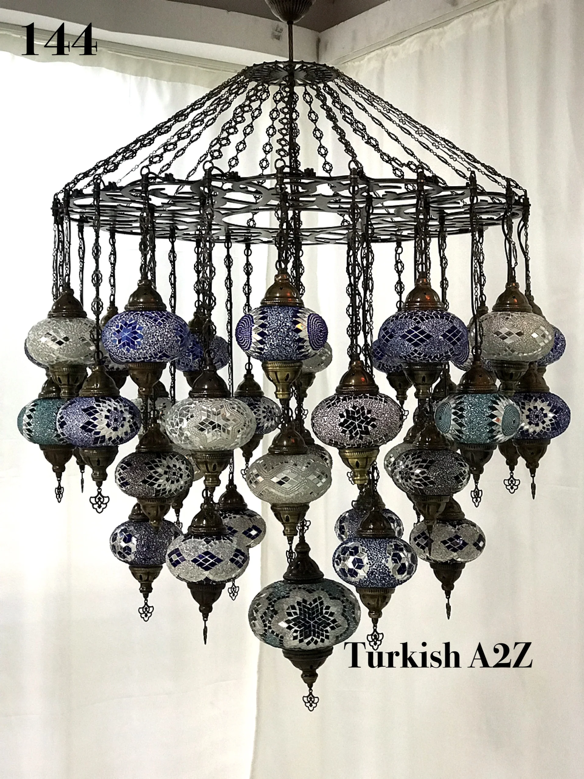 Turkish Mosaic Chandelier 37 Large Globes ID: LZ37L-MIX - Image 5
