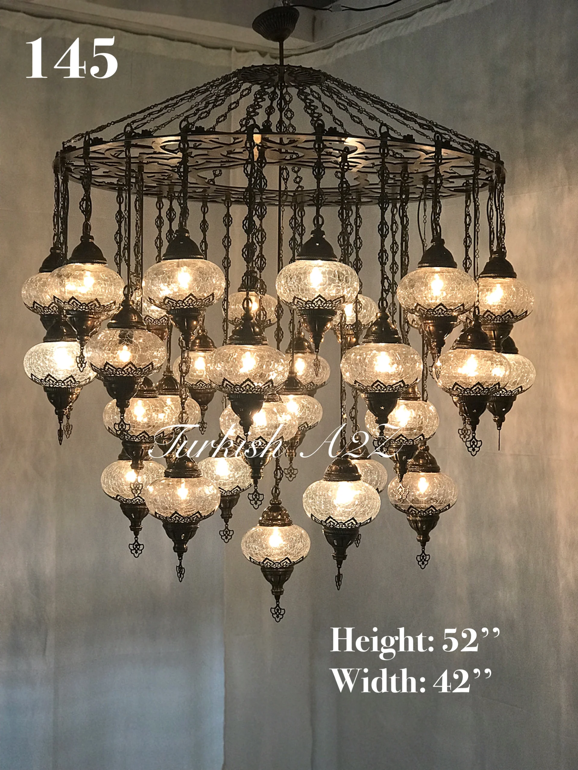 Turkish Mosaic Chandelier 37 Large Globes ID: LZ37L-2 - Image 3