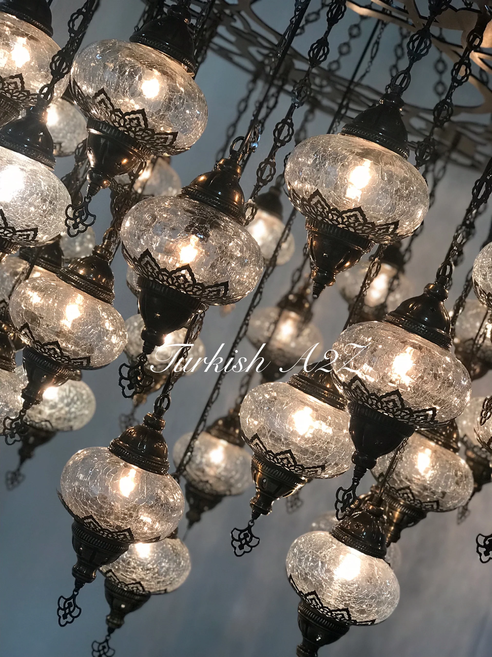 Turkish Mosaic Chandelier 37 Large Globes ID: LZ37L-2 - Image 4