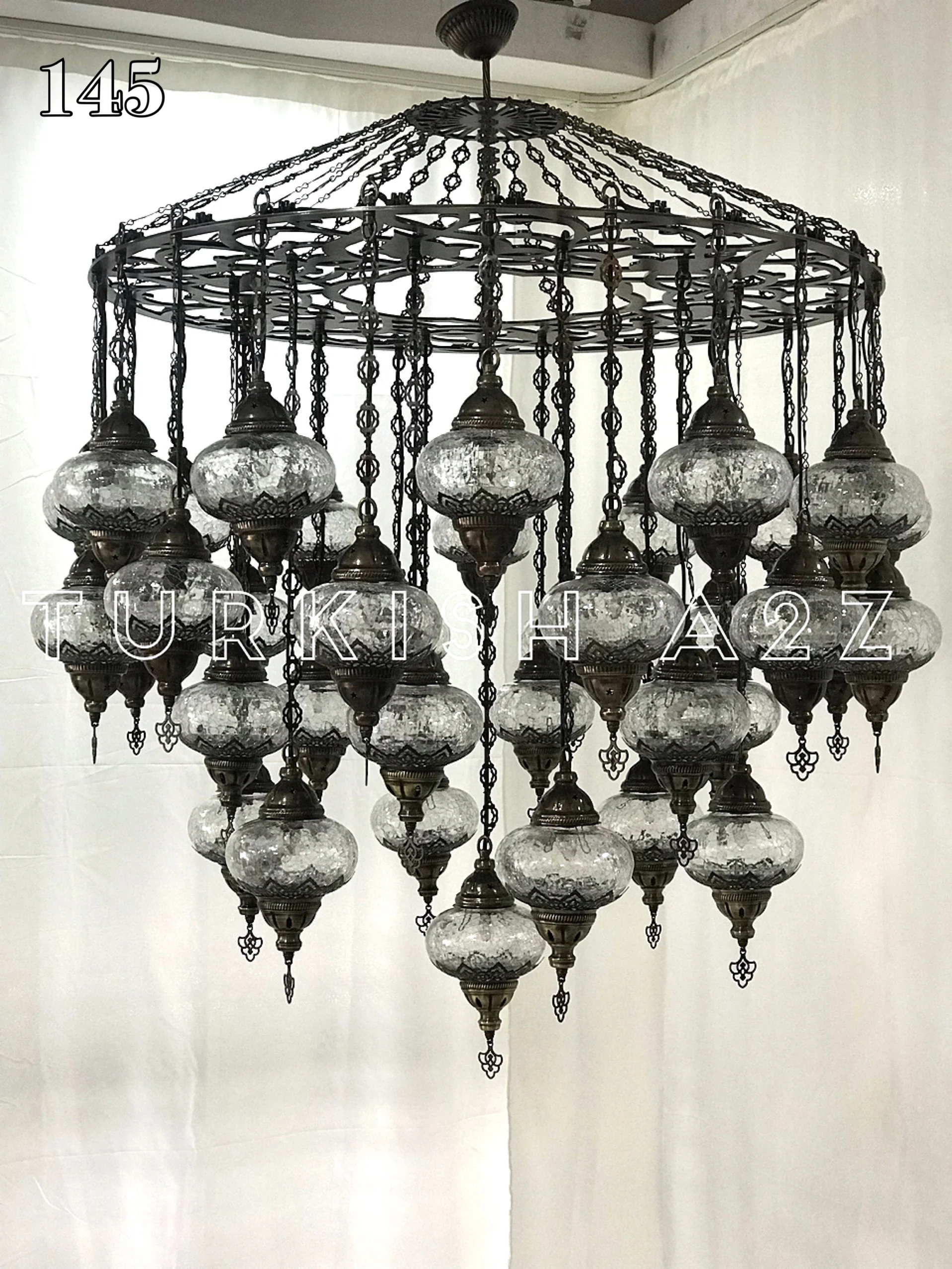 Turkish Mosaic Chandelier 37 Large Globes ID: LZ37L-2 - Image 5