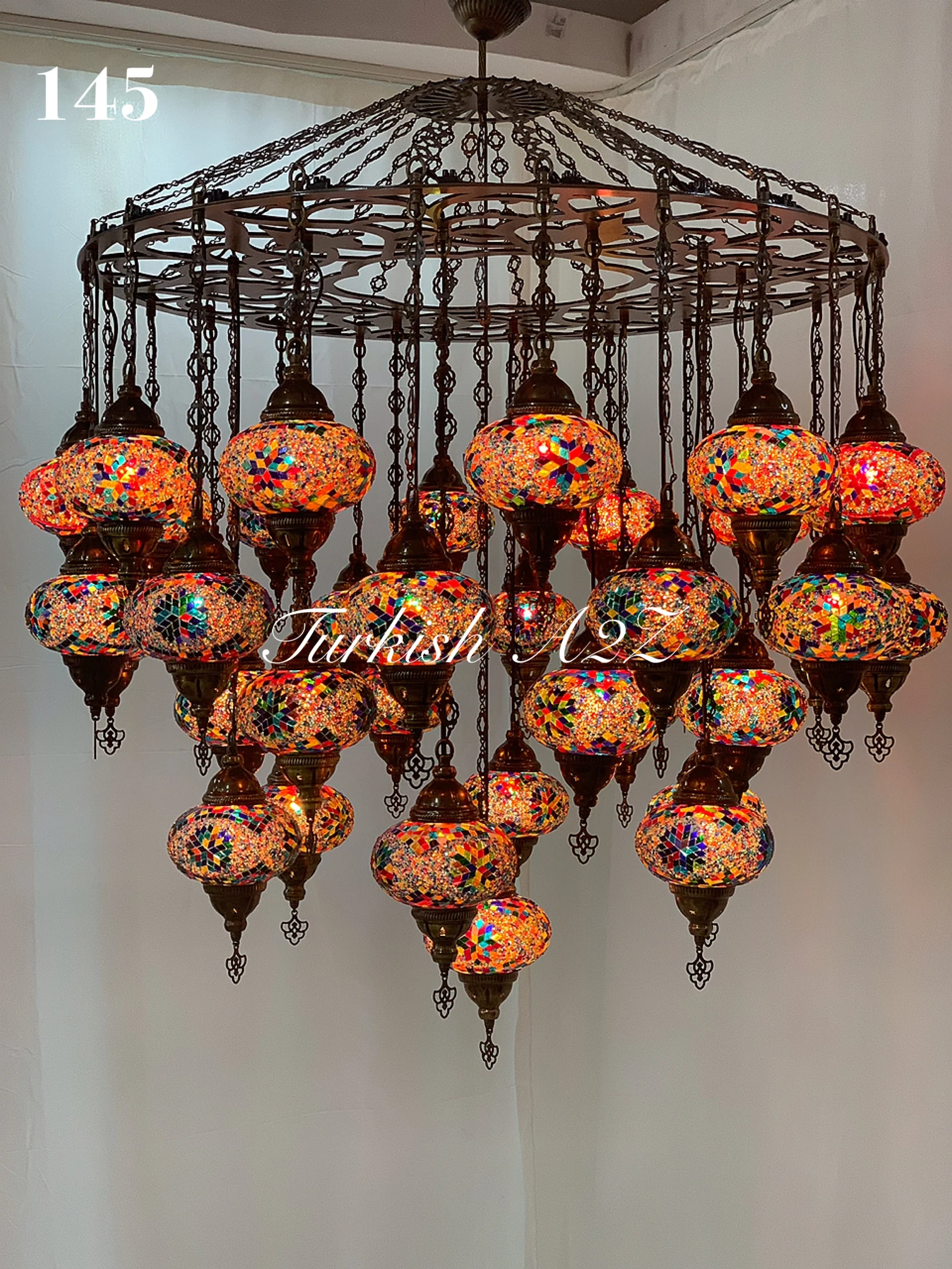 Turkish Mosaic Chandelier 37 Large Globes ID: LZ37L-MULTI - Image 3