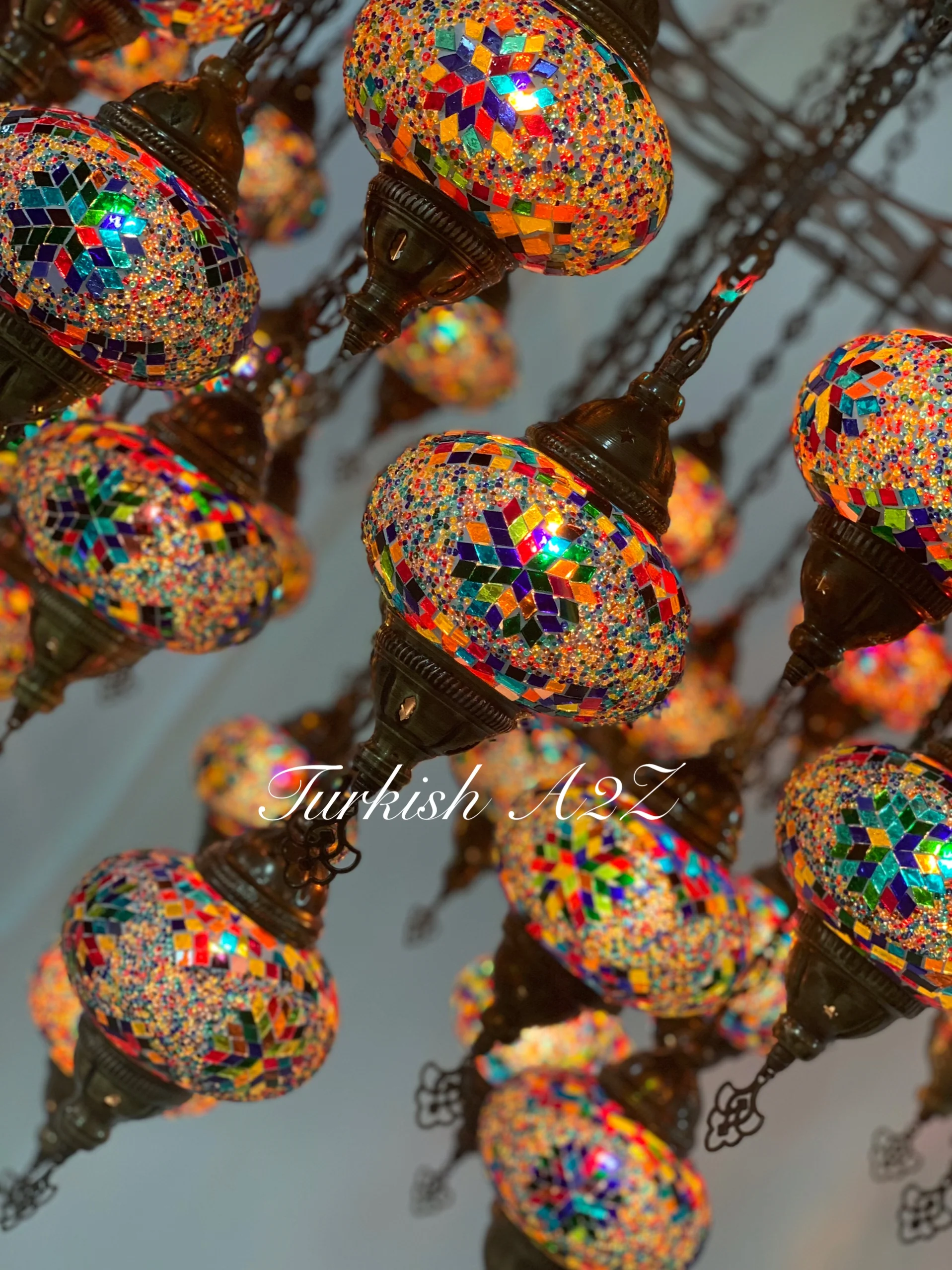 Turkish Mosaic Chandelier 37 Large Globes ID: LZ37L-MULTI - Image 4