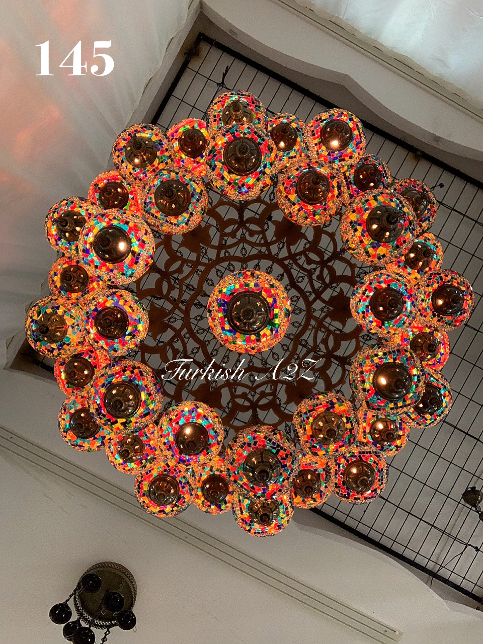Turkish Mosaic Chandelier 37 Large Globes ID: LZ37L-MULTI - Image 5