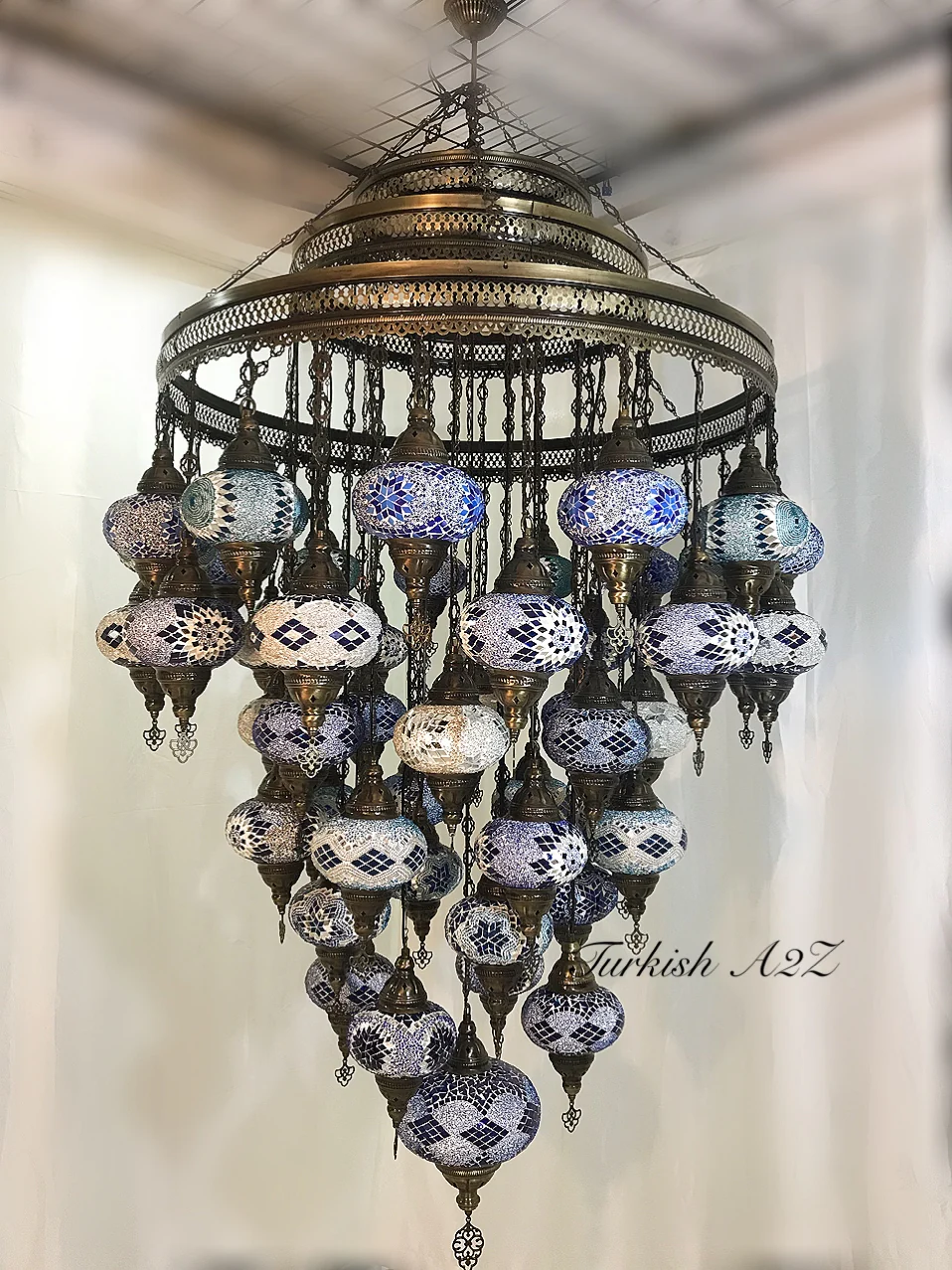 Turkish Mosaic Chandelier 51 Large Globes ID: LZ51L-3 - Image 2