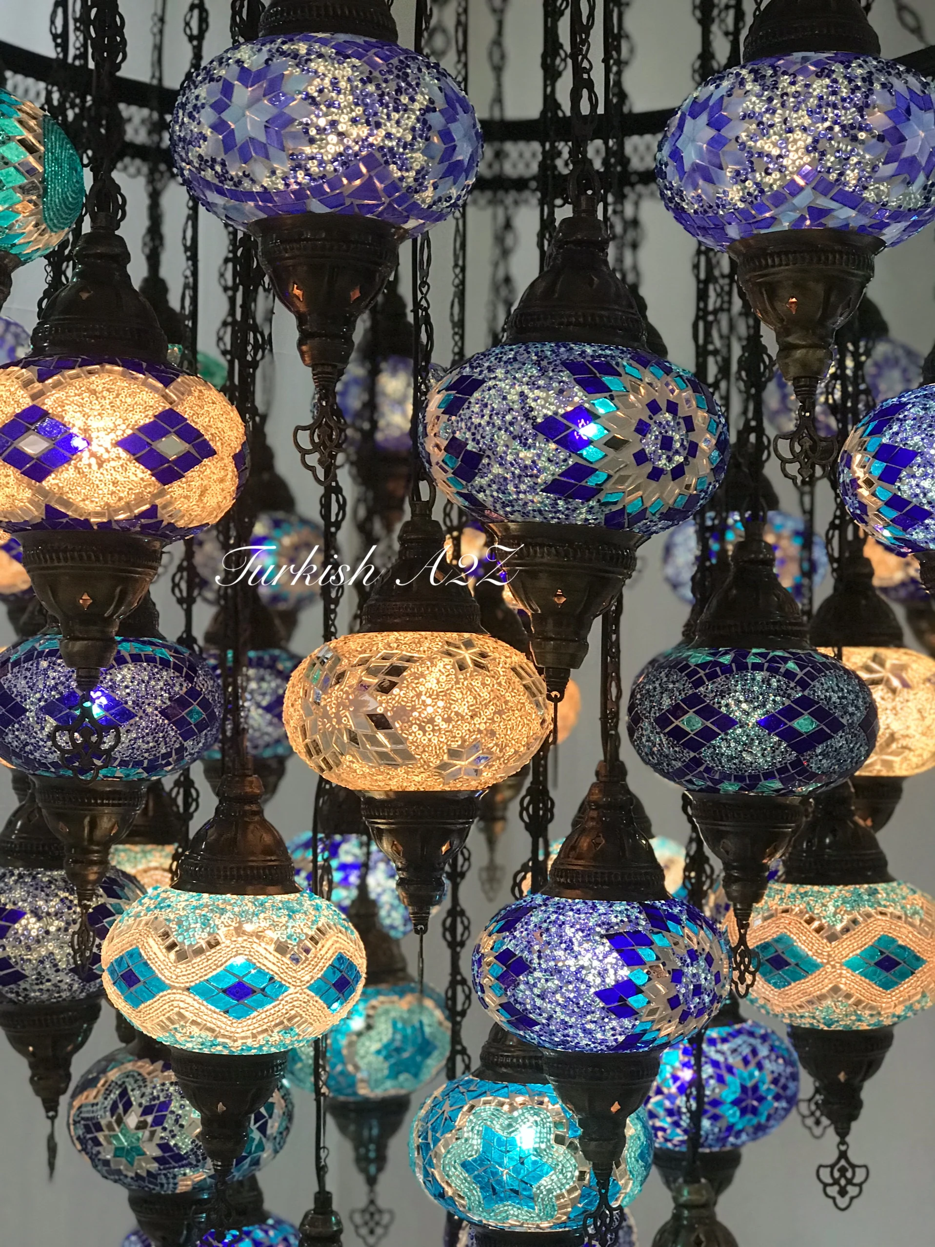 Turkish Mosaic Chandelier 51 Large Globes ID: LZ51L-3 - Image 3