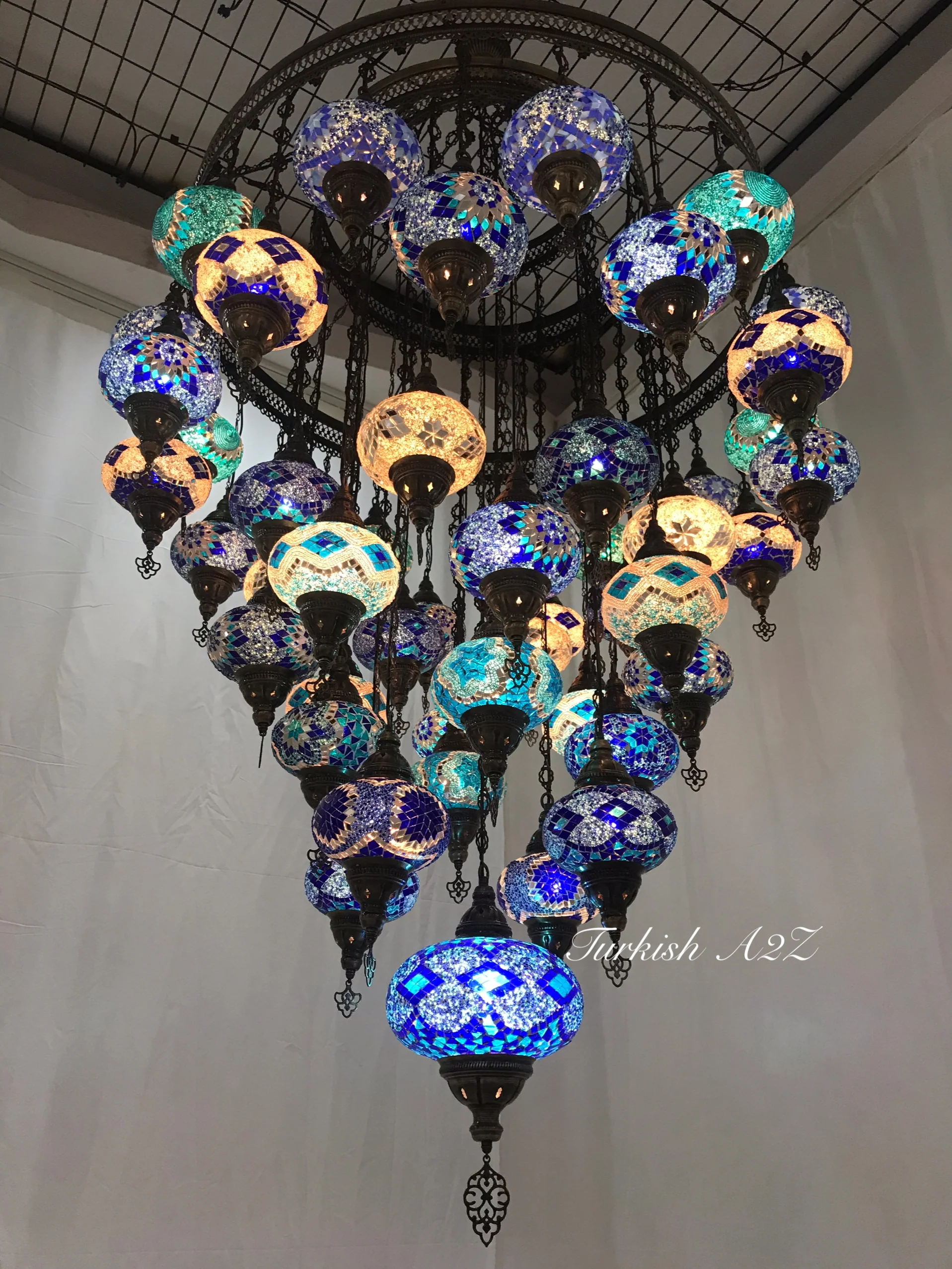 Turkish Mosaic Chandelier 51 Large Globes ID: LZ51L-3 - Image 5