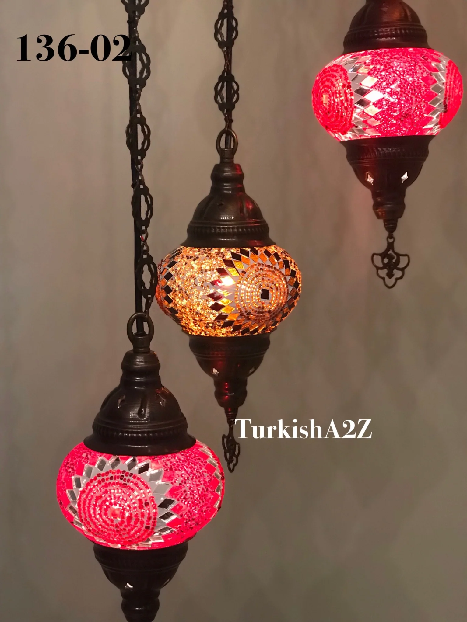 Turkish Mosaic Chandelier with 7 Medium - BALL(Swag Cable Option),ID: 136 - Image 10