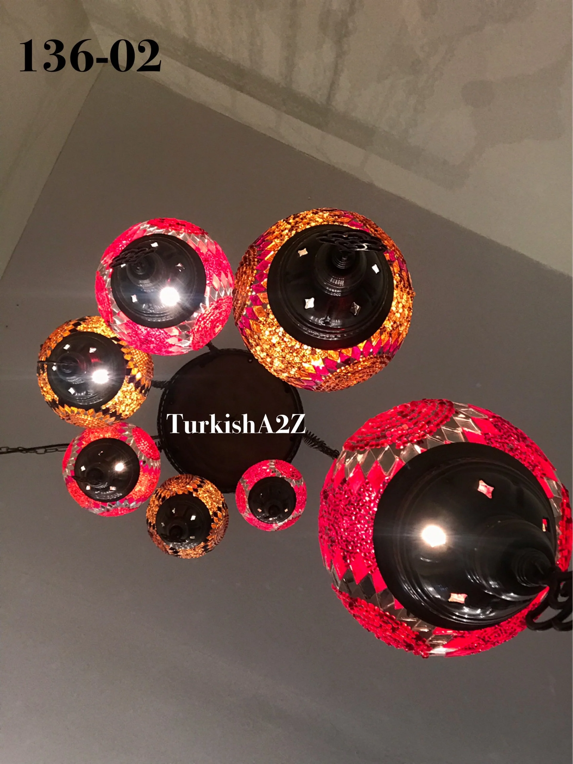 Turkish Mosaic Chandelier with 7 Medium - BALL(Swag Cable Option),ID: 136 - Image 6
