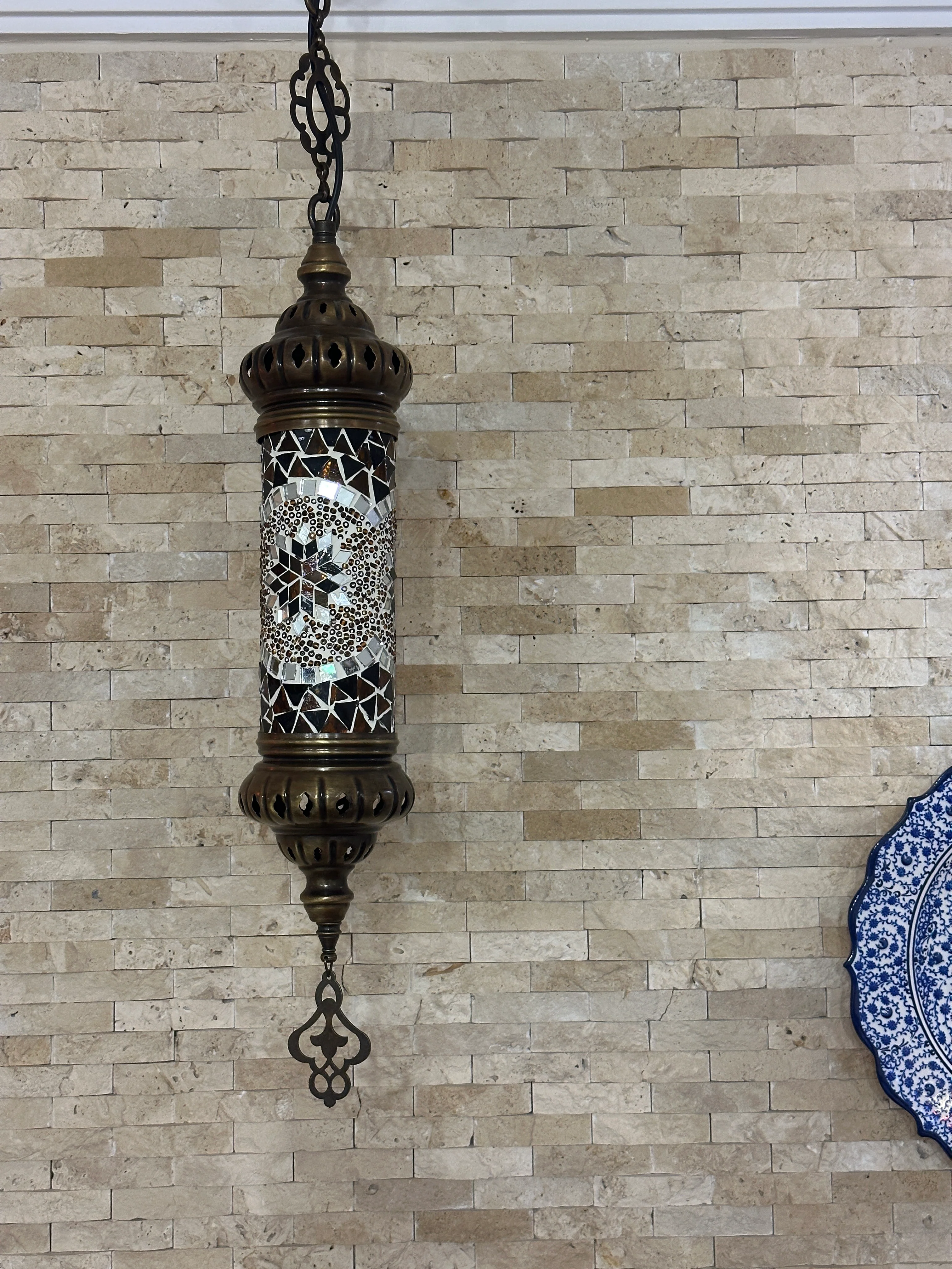 Turkish Mosaic Cylinder Pendant Lamp - 10 Colors to Choose - Image 15