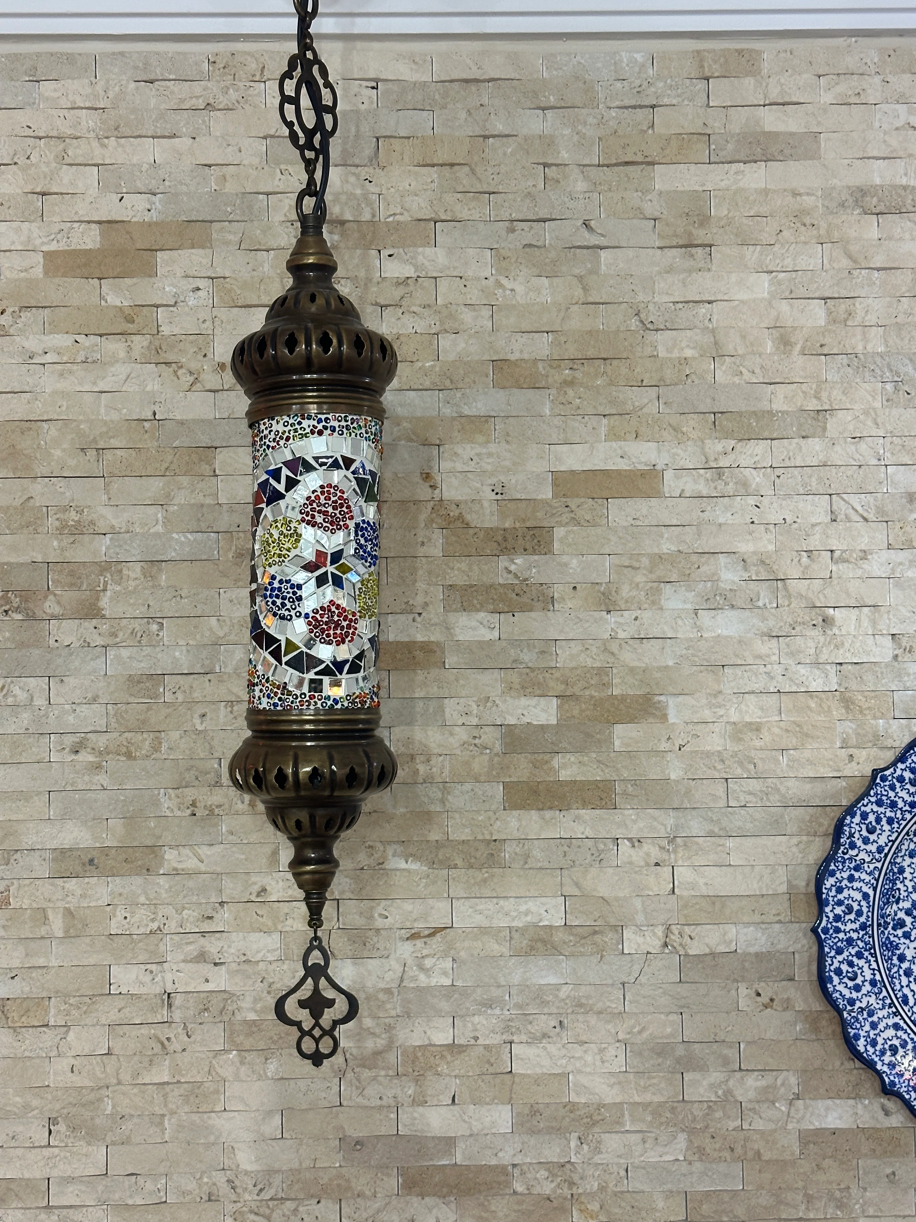 Turkish Mosaic Cylinder Pendant Lamp - 10 Colors to Choose - Image 21