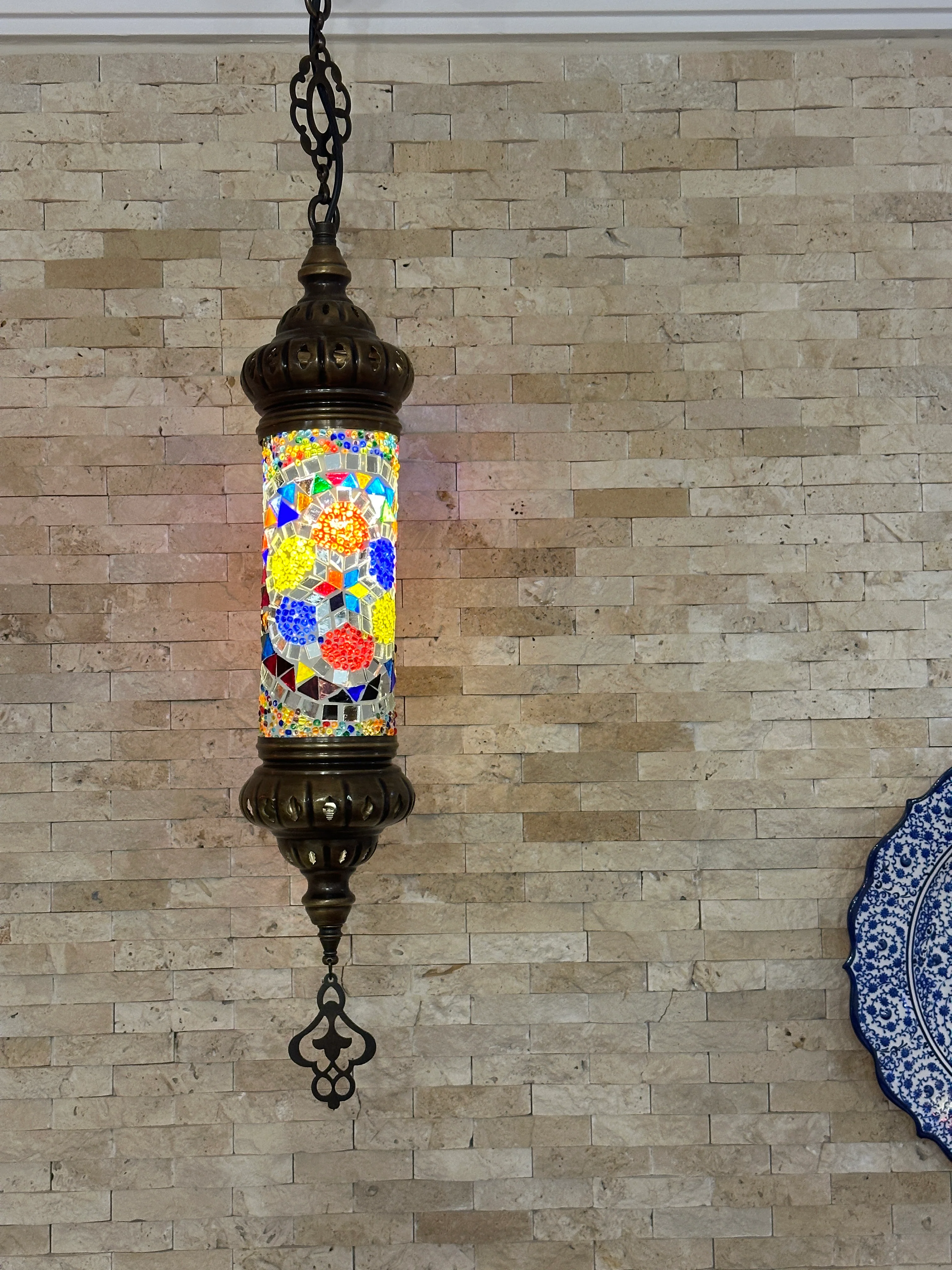 Turkish Mosaic Cylinder Pendant Lamp - 10 Colors to Choose - Image 22