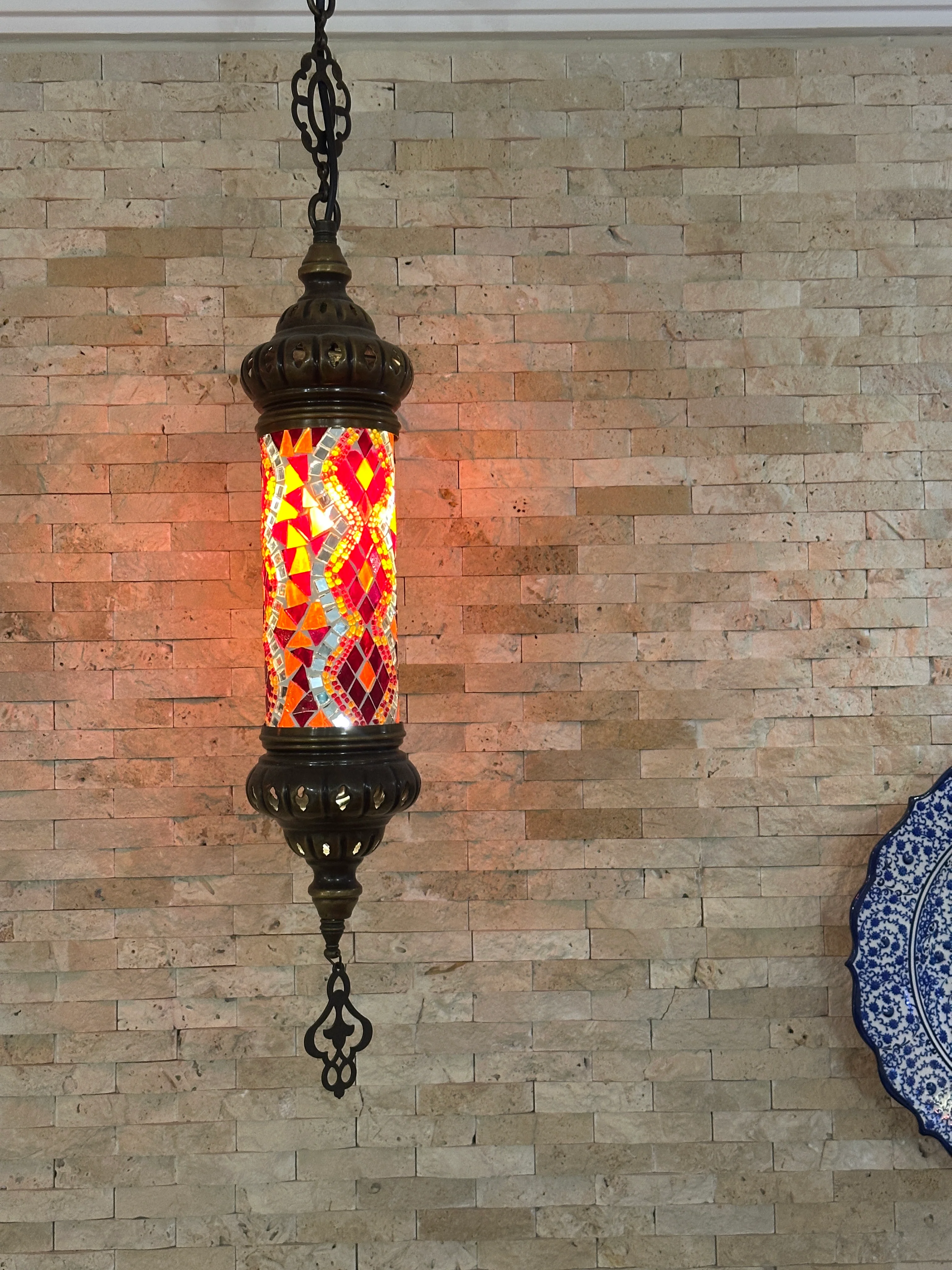 Turkish Mosaic Cylinder Pendant Lamp - 10 Colors to Choose - Image 33