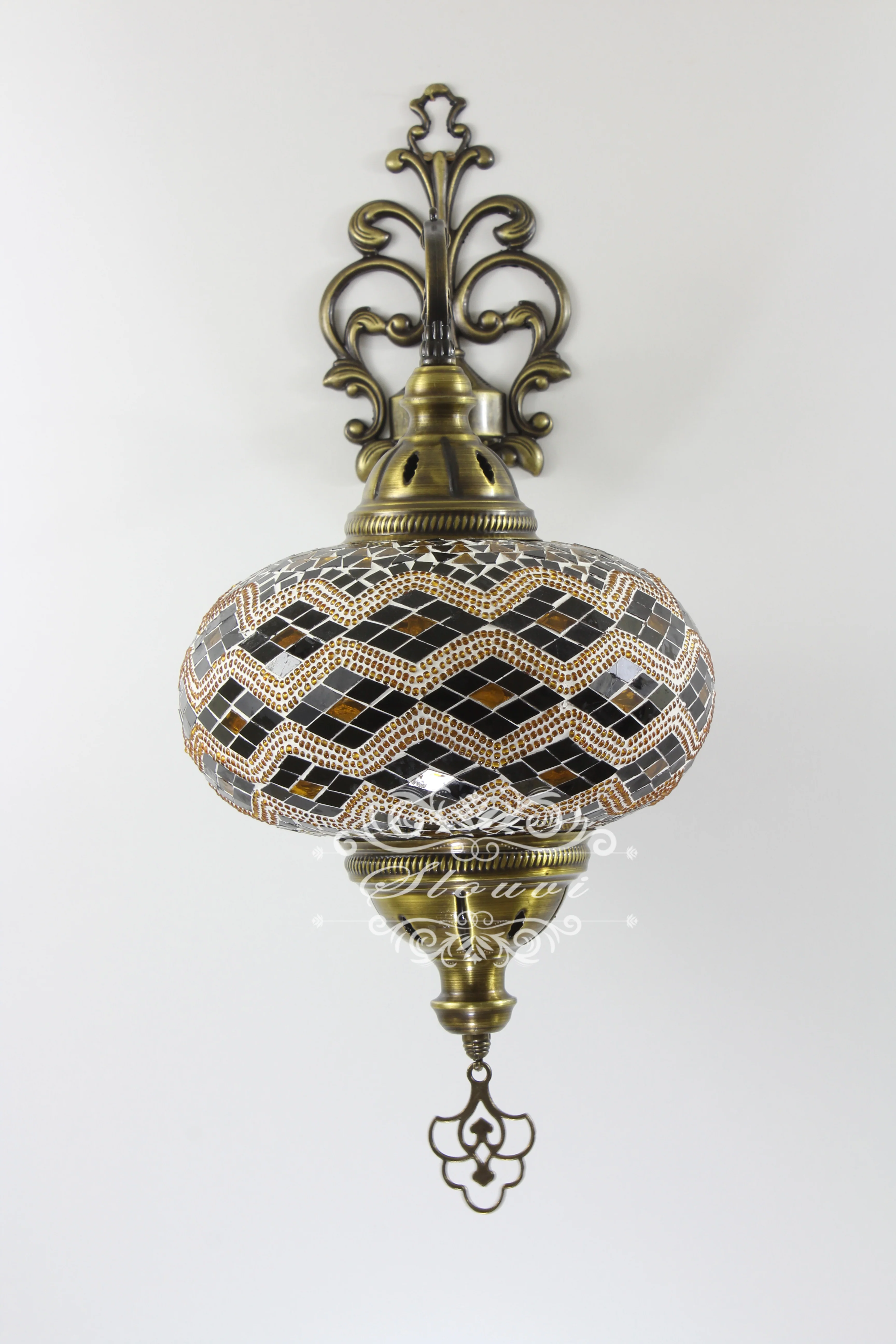 Turkish Mosaic Wall Sconce, With Extra Large Globes - Image 6