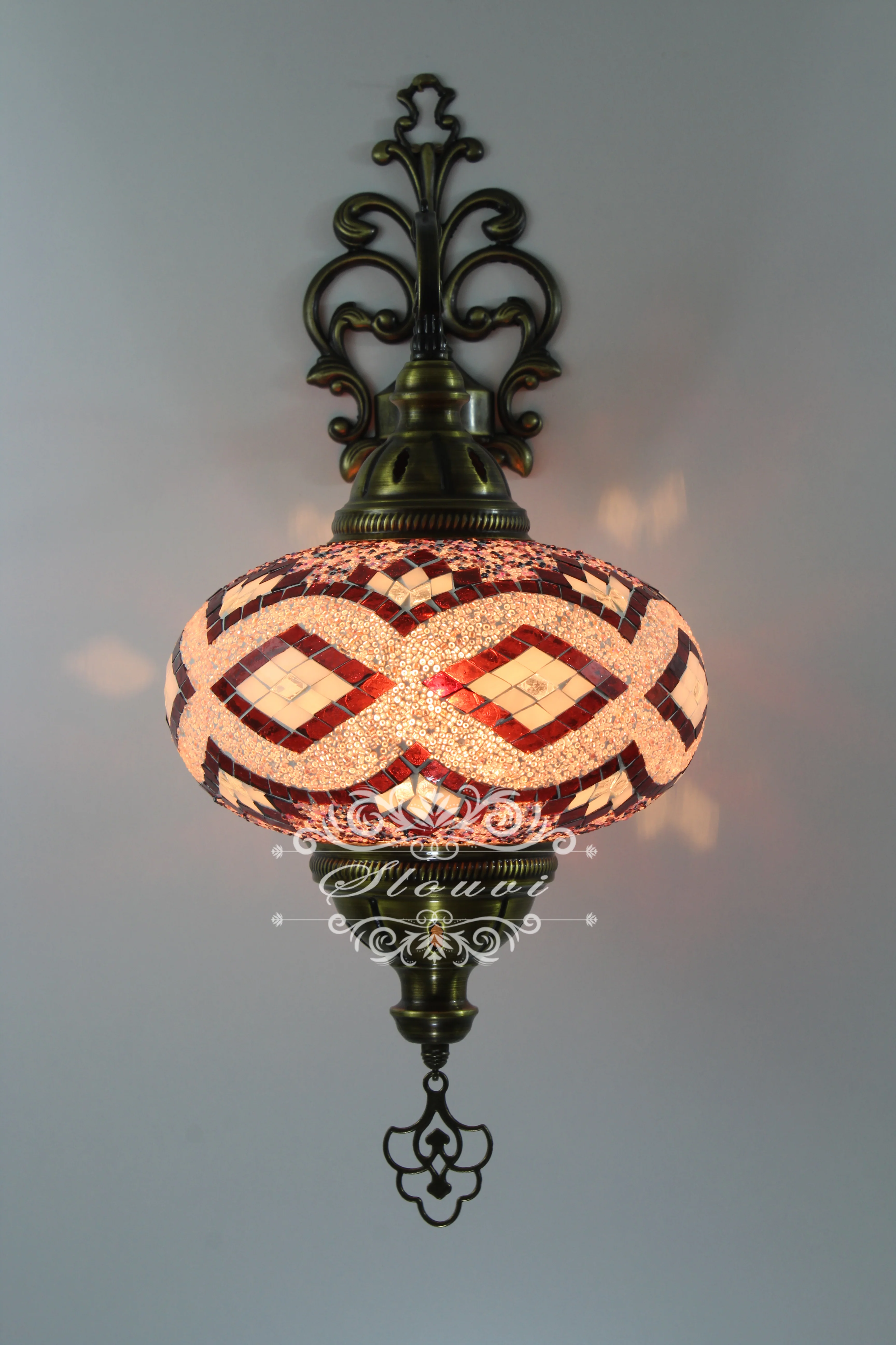 Turkish Mosaic Wall Sconce, With Extra Large Globes - Image 2
