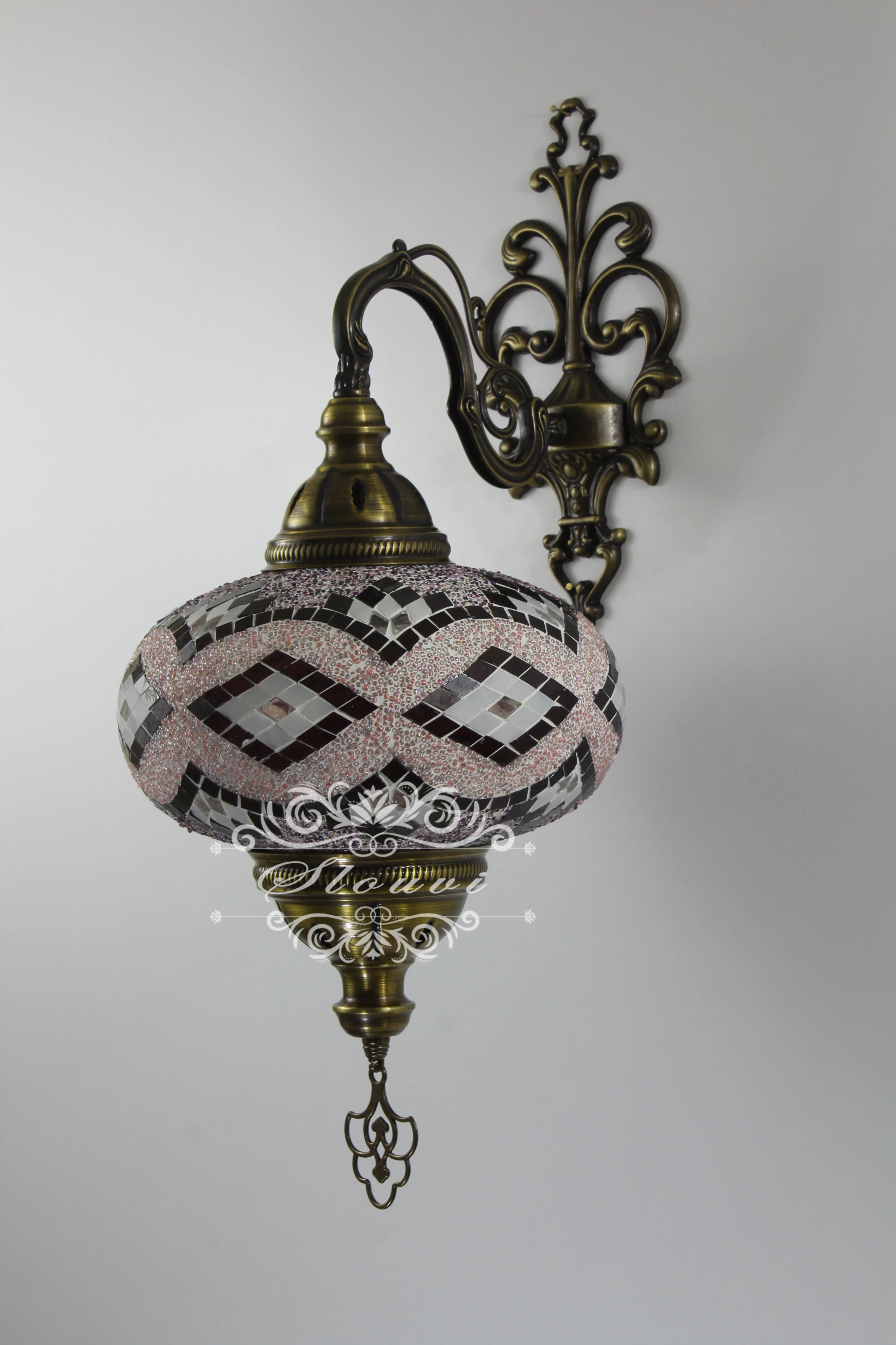 Turkish Mosaic Wall Sconce, With Extra Large Globes - Image 3