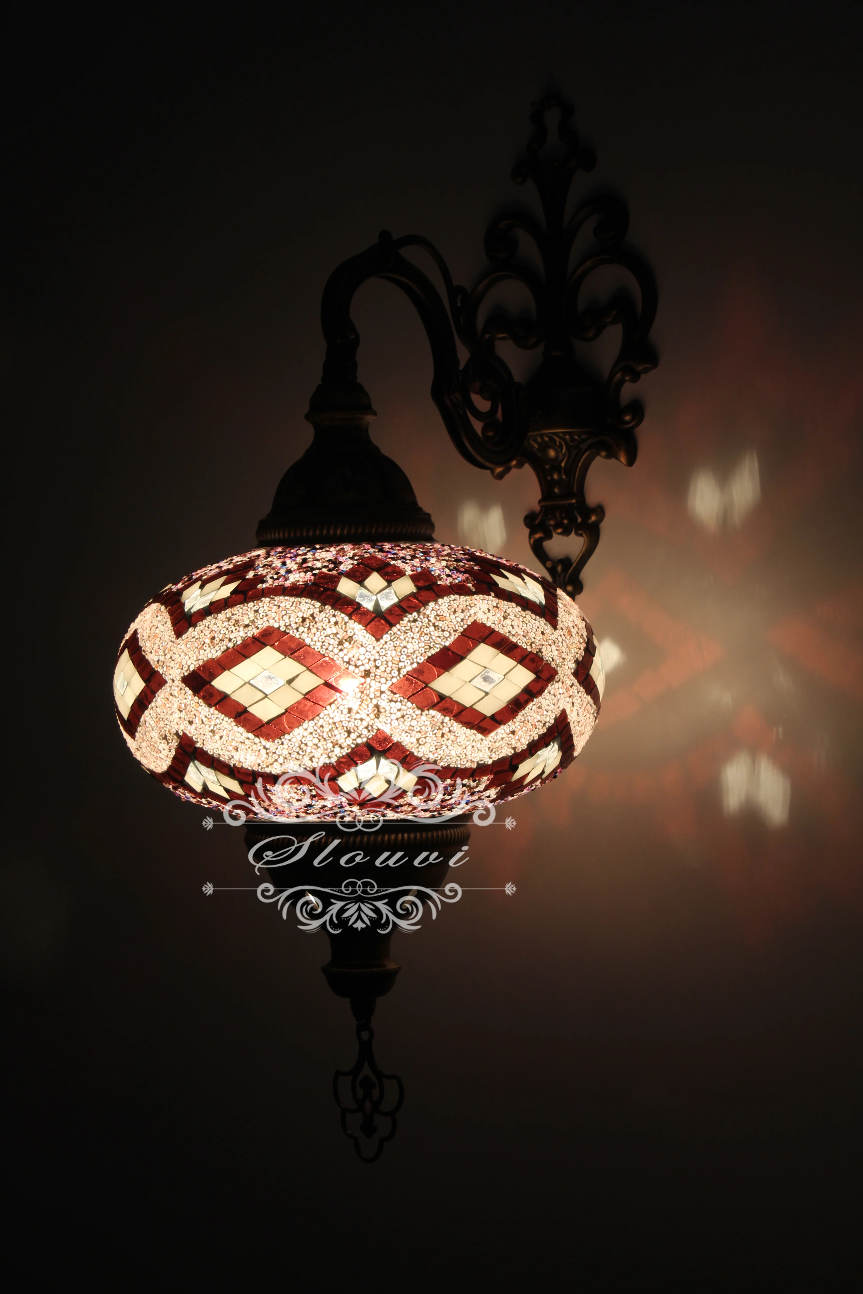 Turkish Mosaic Wall Sconce, With Extra Large Globes - Image 4