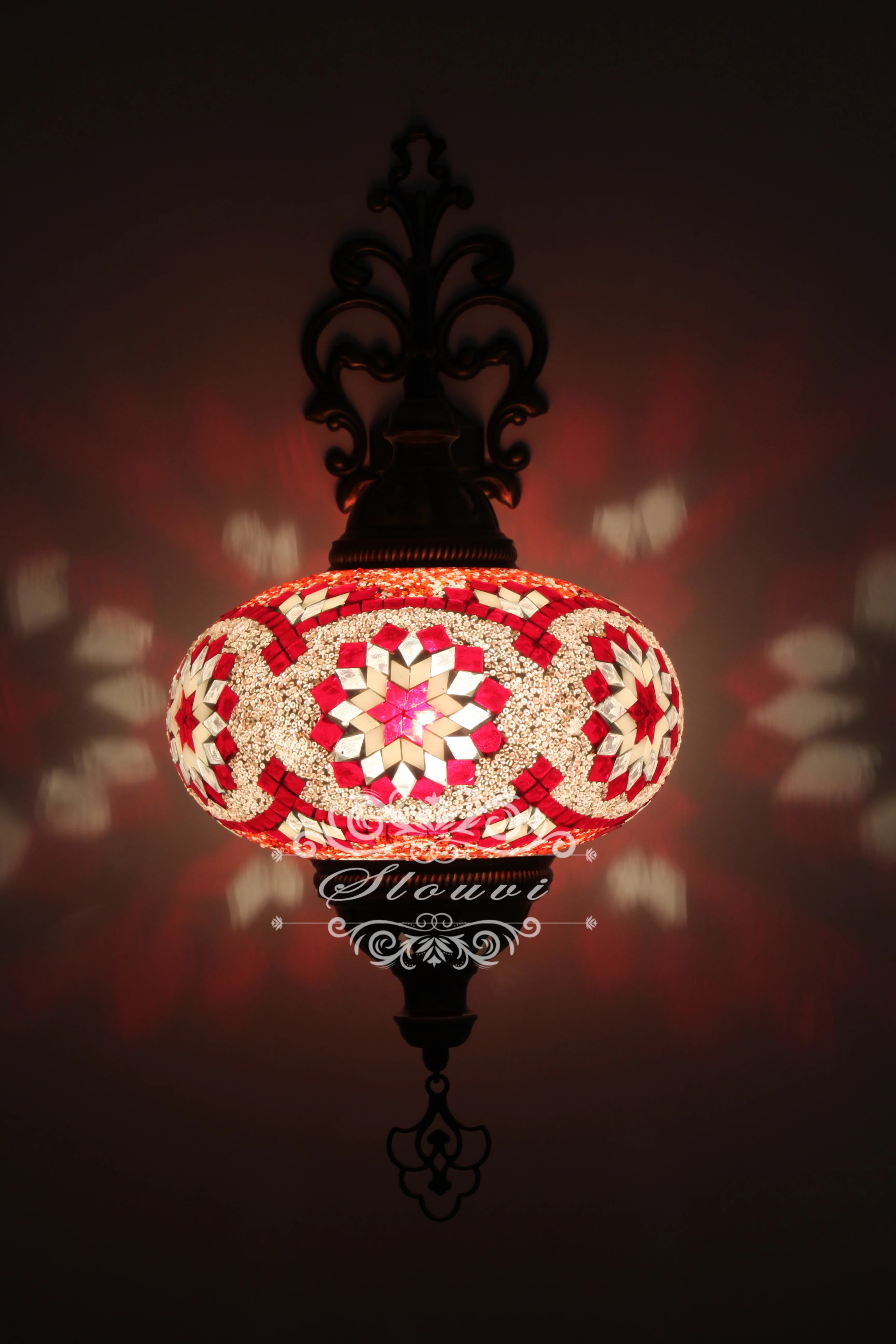 Melidia Turkish Mosaic Wall Sconce, With Extra Large Globes - Image 2