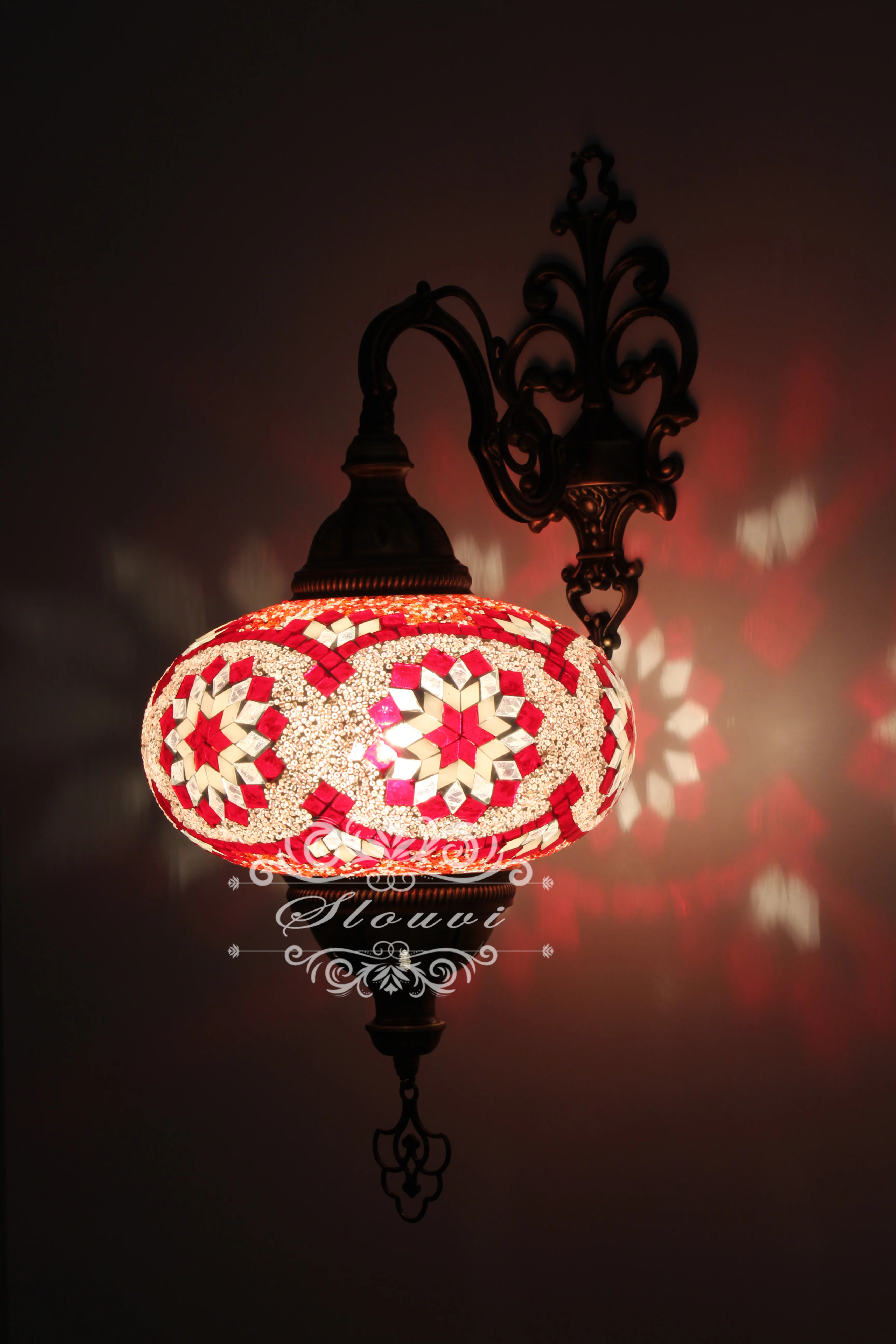 Melidia Turkish Mosaic Wall Sconce, With Extra Large Globes - Image 3