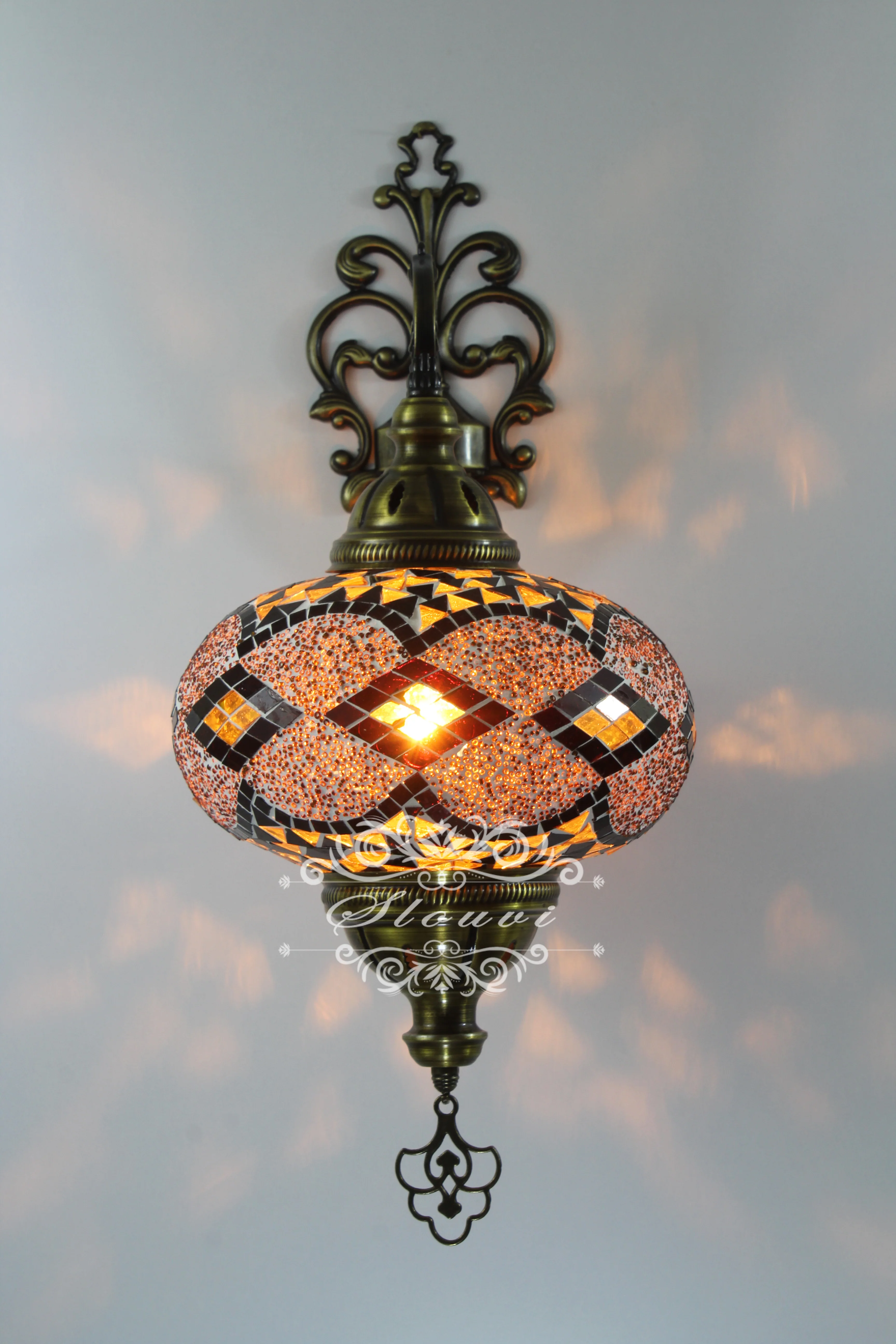 Melidia Turkish Mosaic Wall Sconce, With Extra Large Globes
