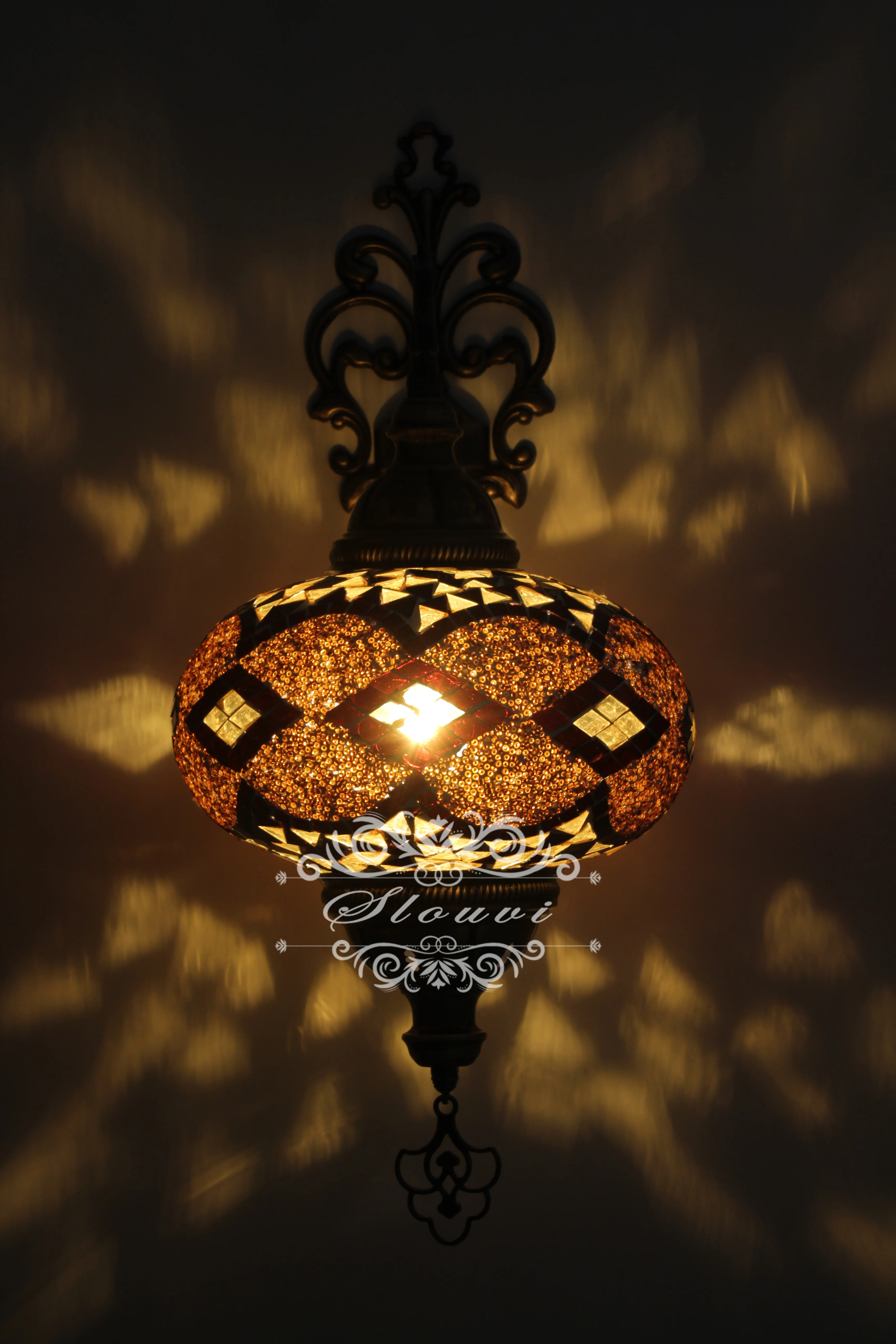 Melidia Turkish Mosaic Wall Sconce, With Extra Large Globes - Image 2