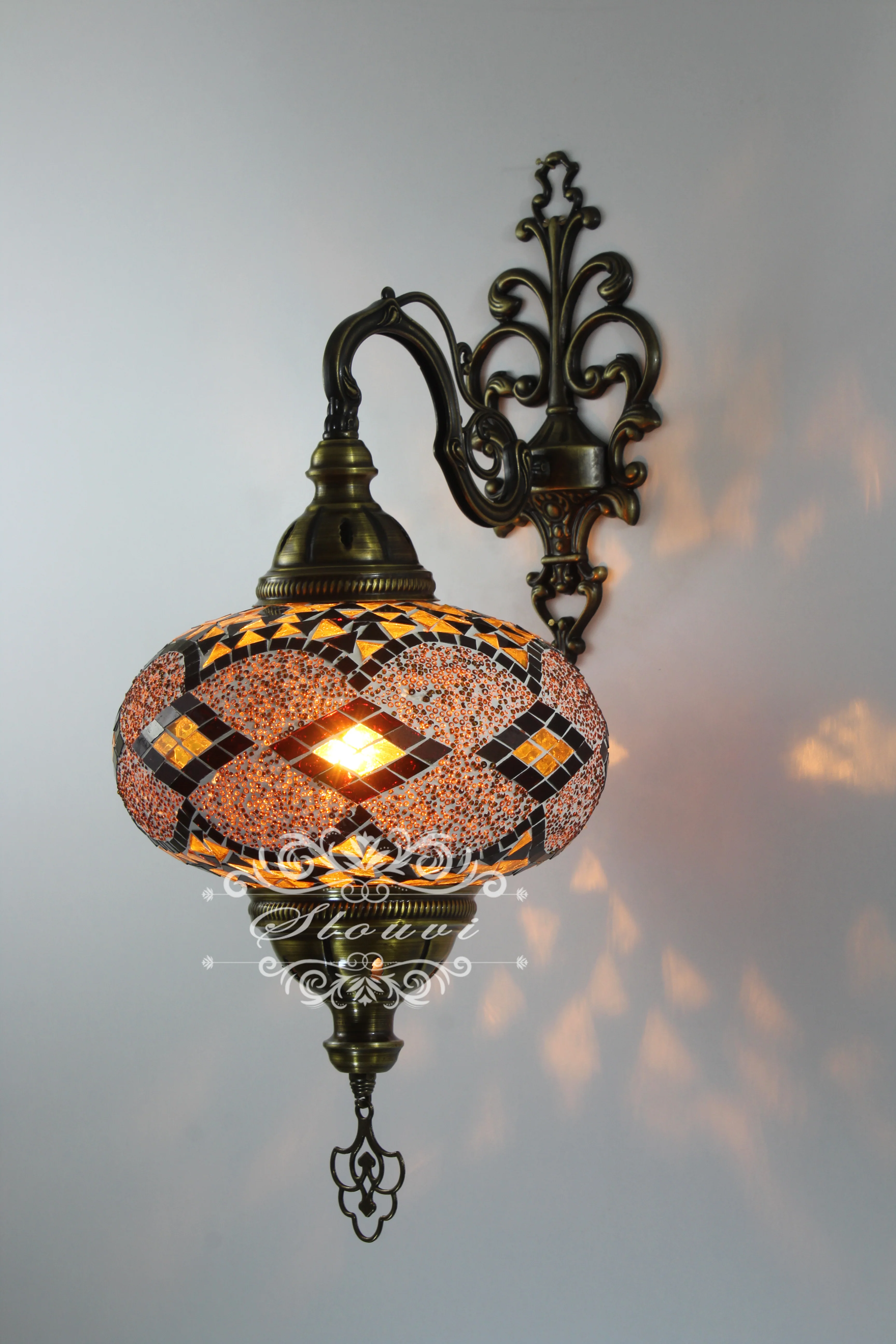 Melidia Turkish Mosaic Wall Sconce, With Extra Large Globes - Image 4