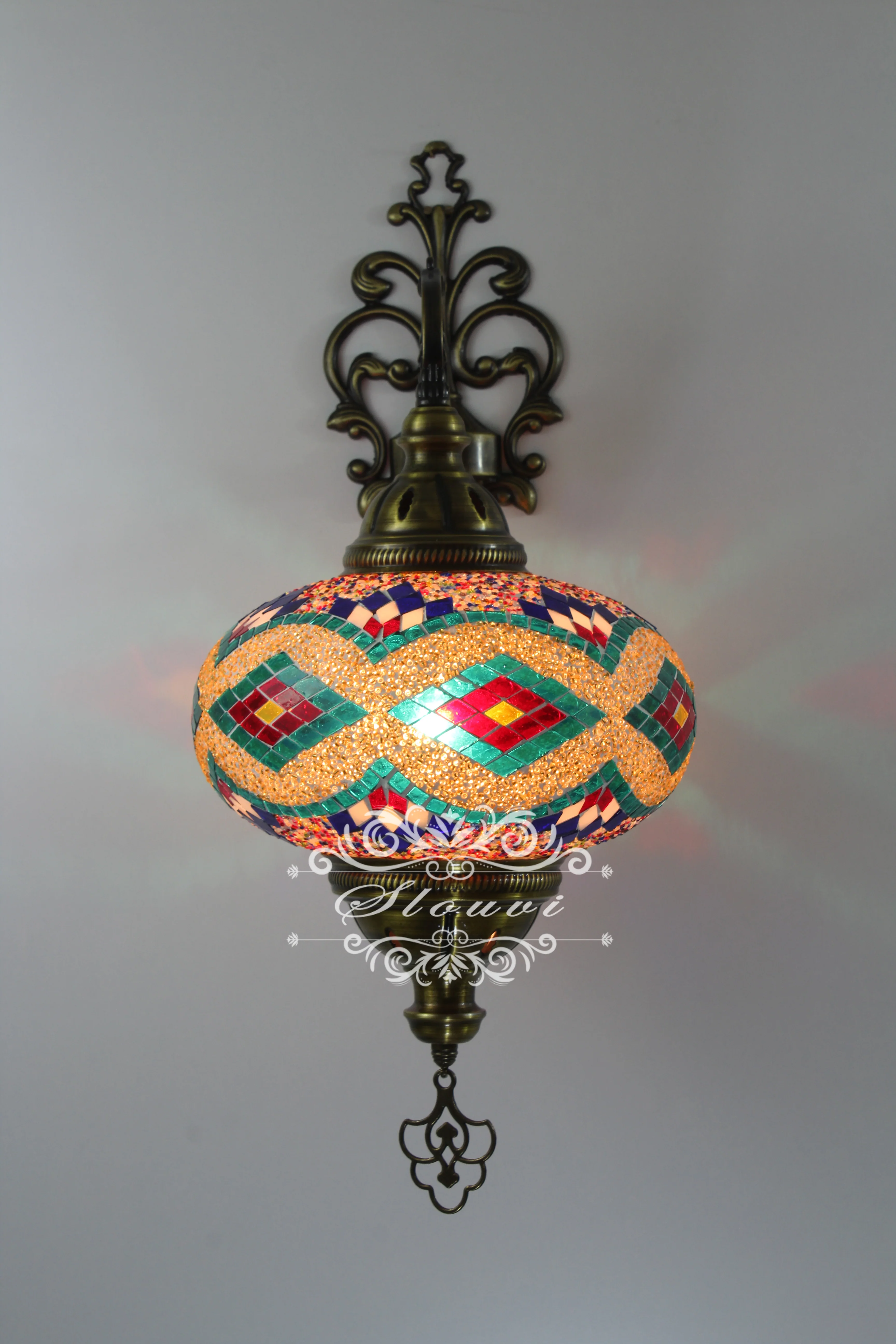 Melidia Turkish Mosaic Wall Sconce, With Extra Large Globes - Image 3