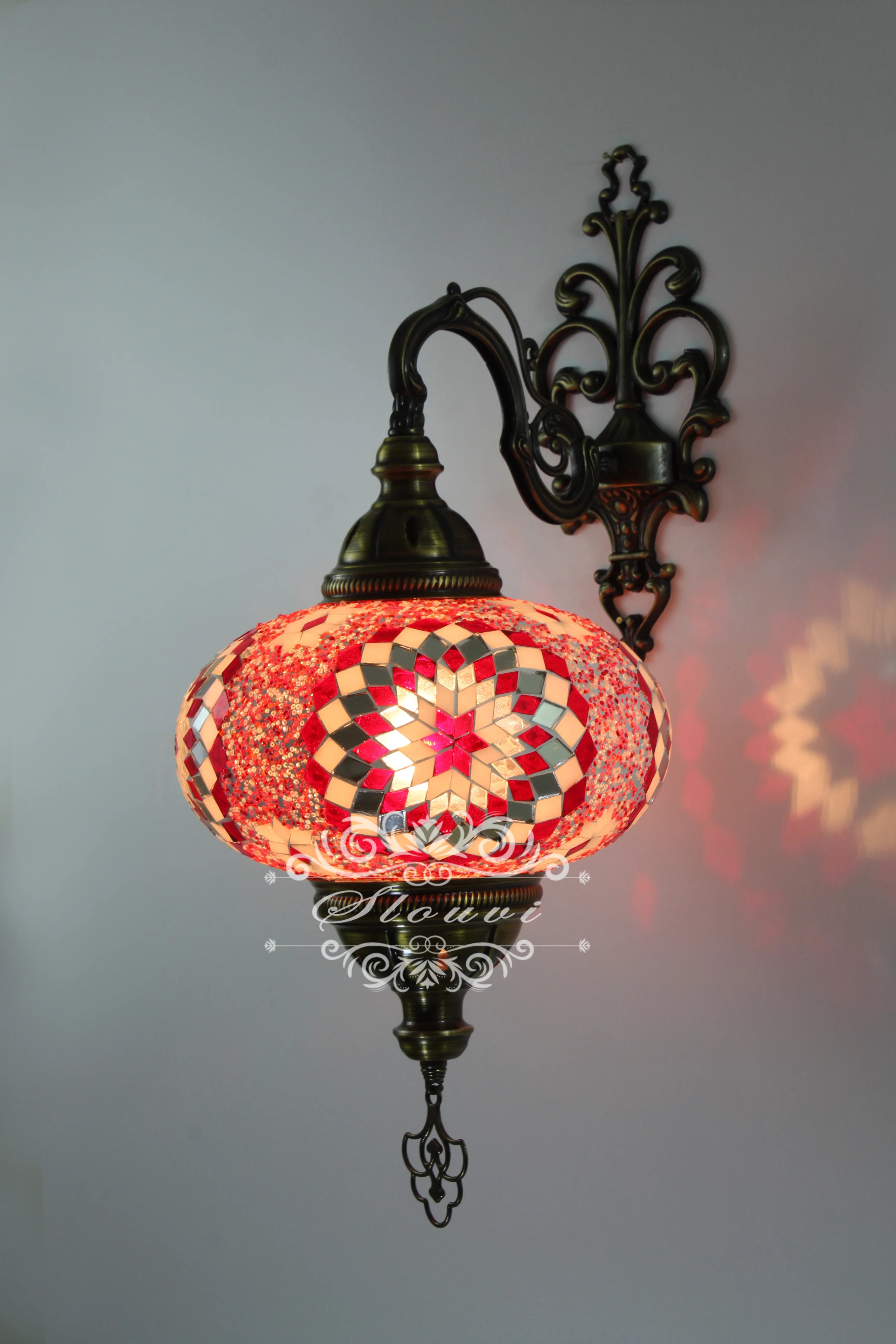 Turkish Mosaic Wall Sconce, With Extra Large Globes