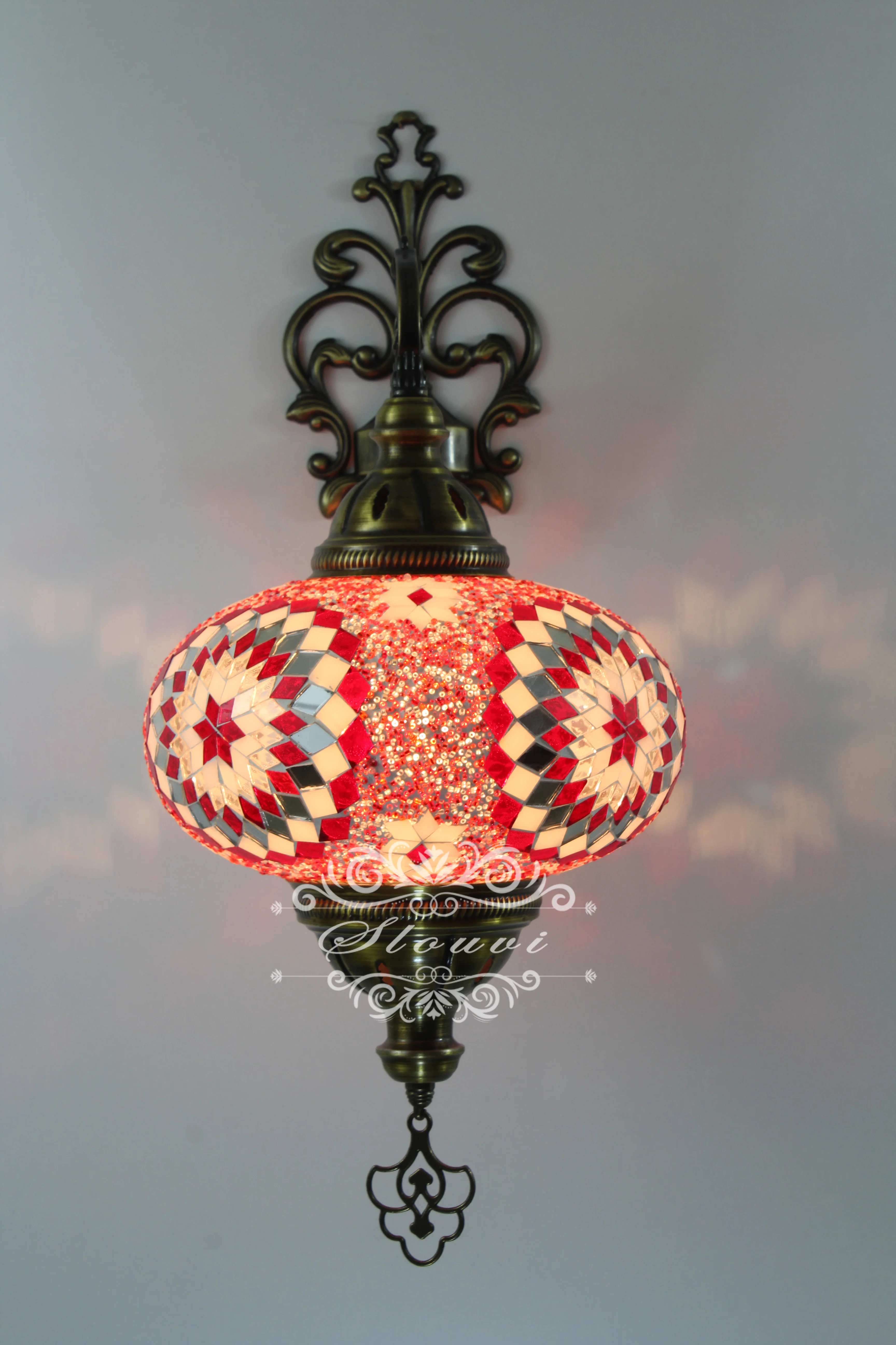 Turkish Mosaic Wall Sconce, With Extra Large Globes - Image 2