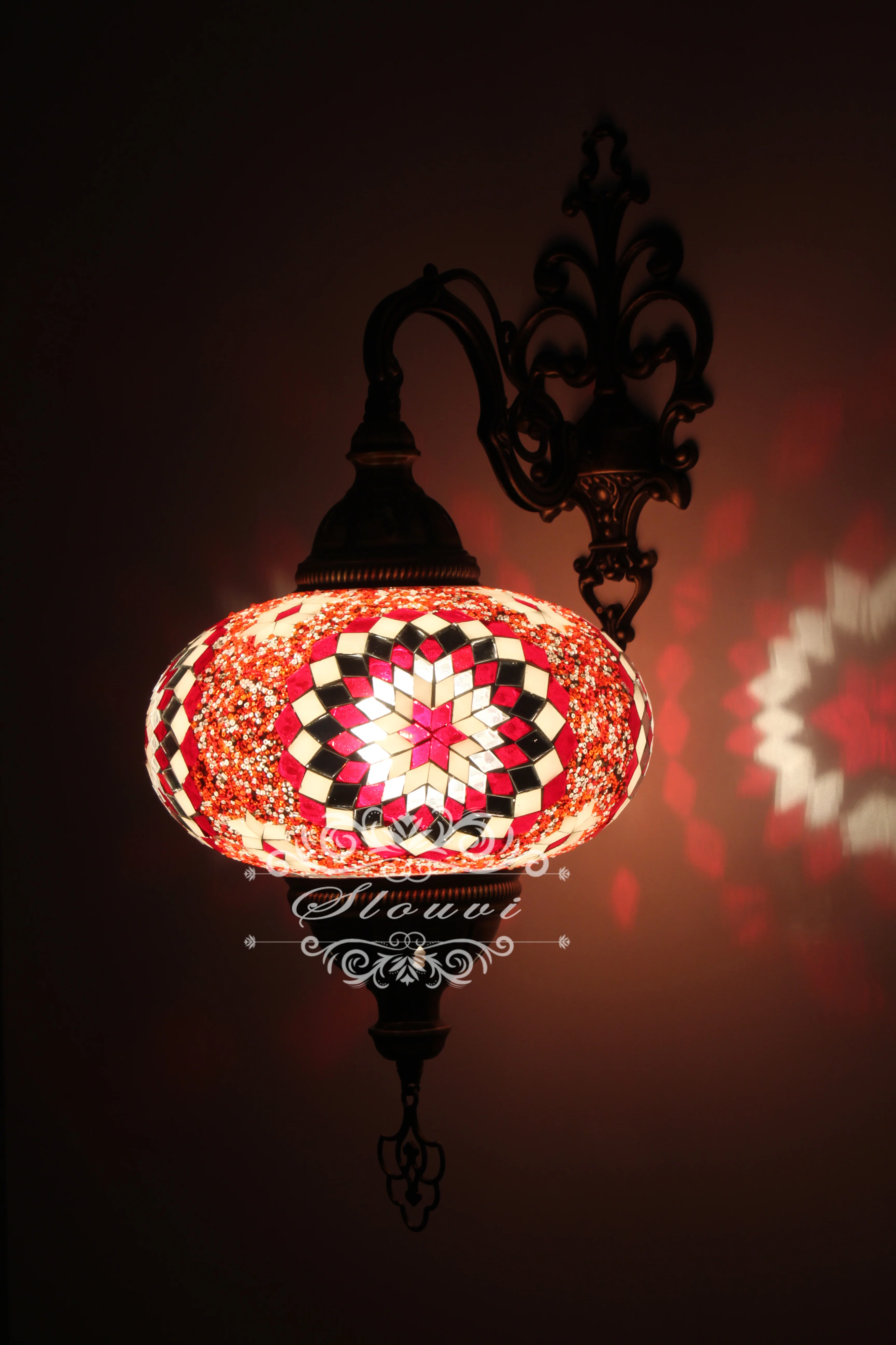 Turkish Mosaic Wall Sconce, With Extra Large Globes - Image 3