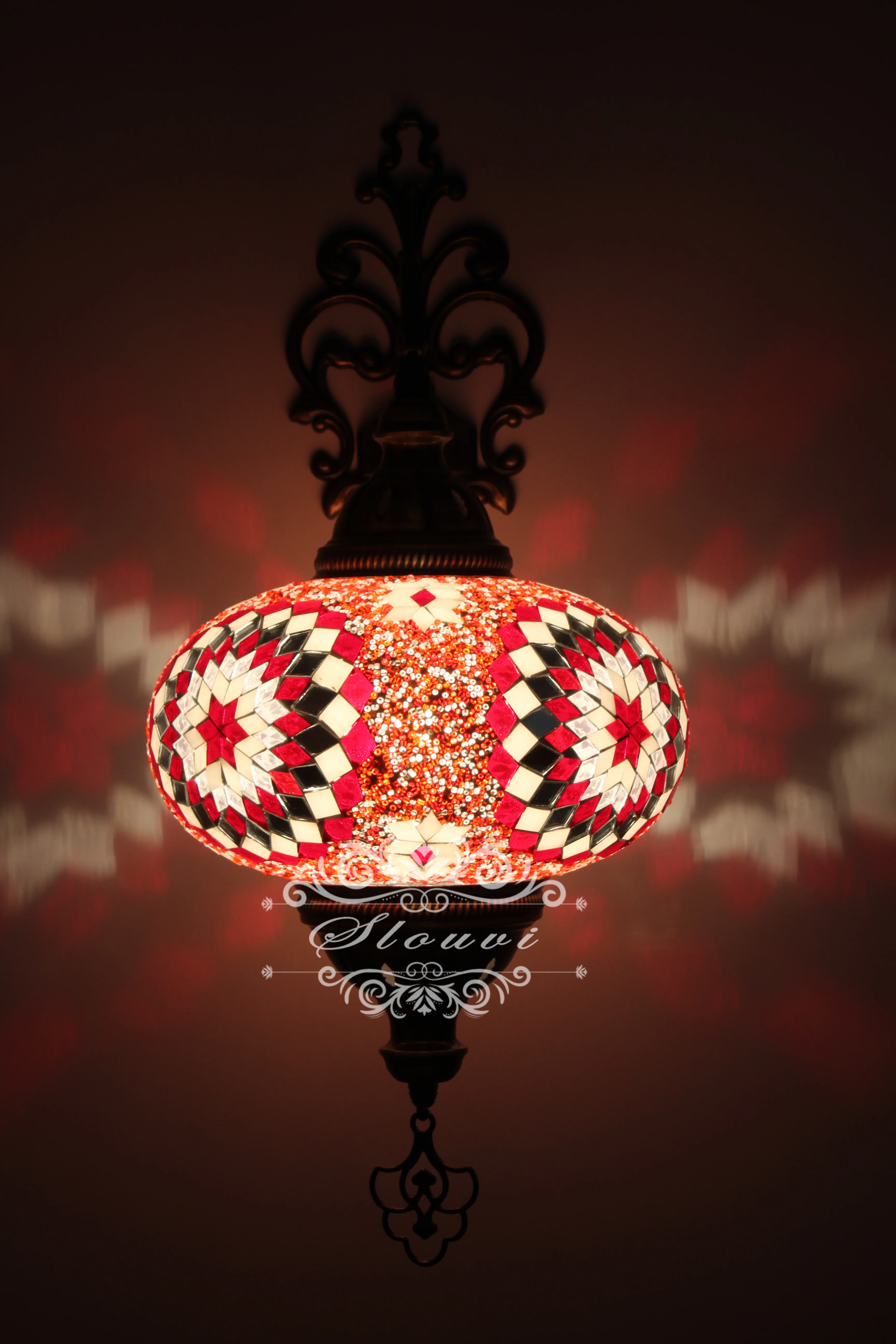 Turkish Mosaic Wall Sconce, With Extra Large Globes - Image 4