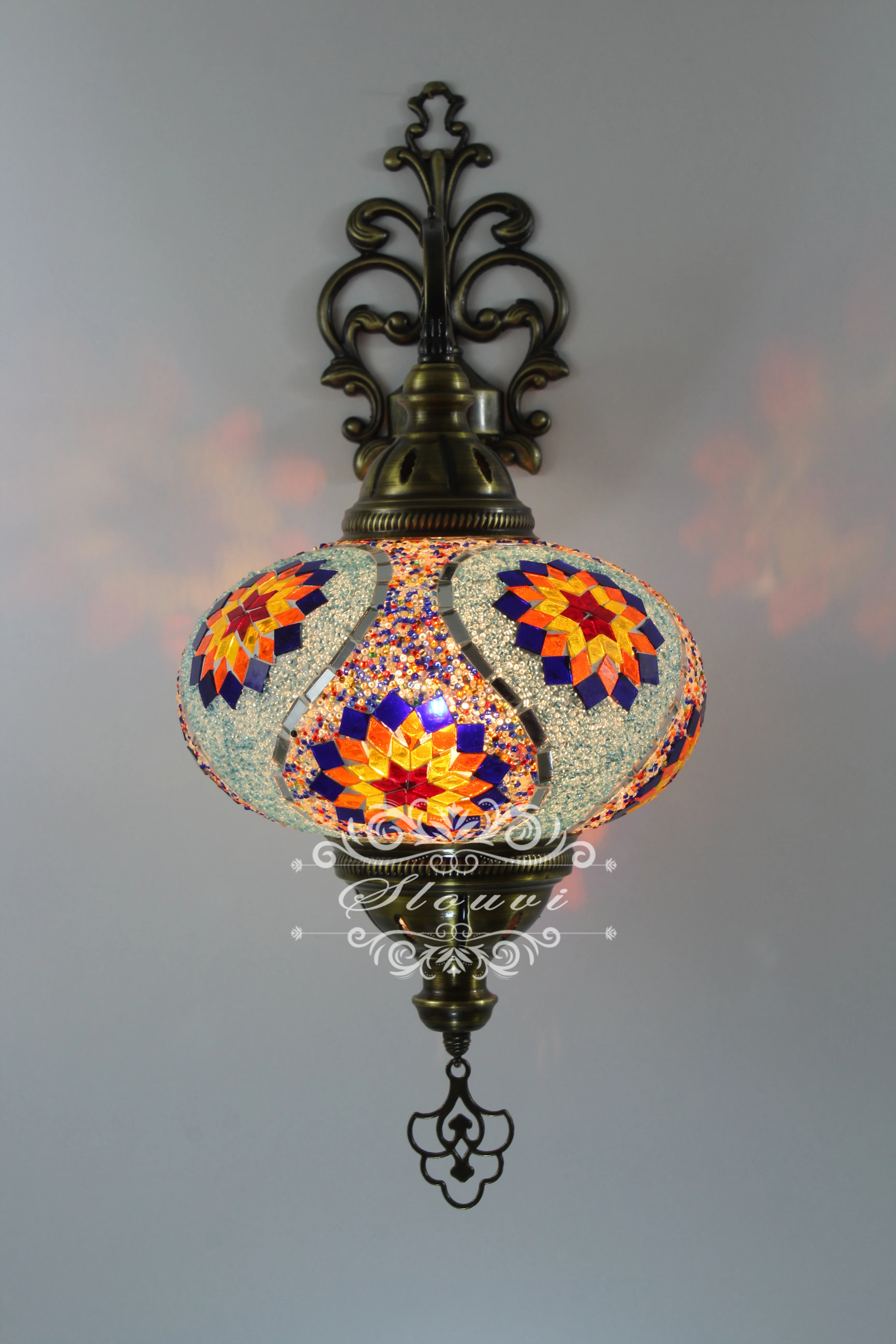 Turkish Mosaic Wall Sconce, With Extra Large Globes