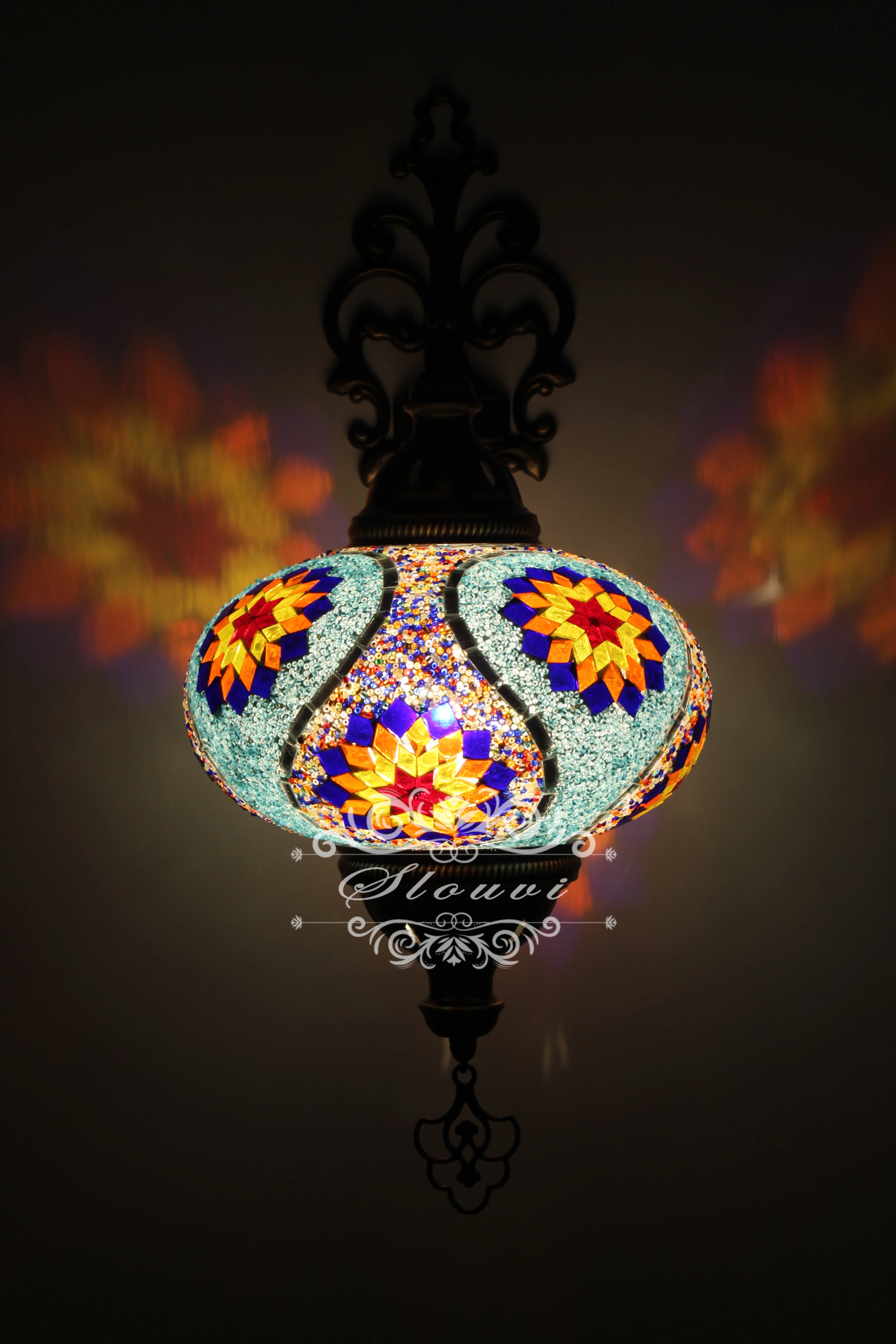 Turkish Mosaic Wall Sconce, With Extra Large Globes - Image 2