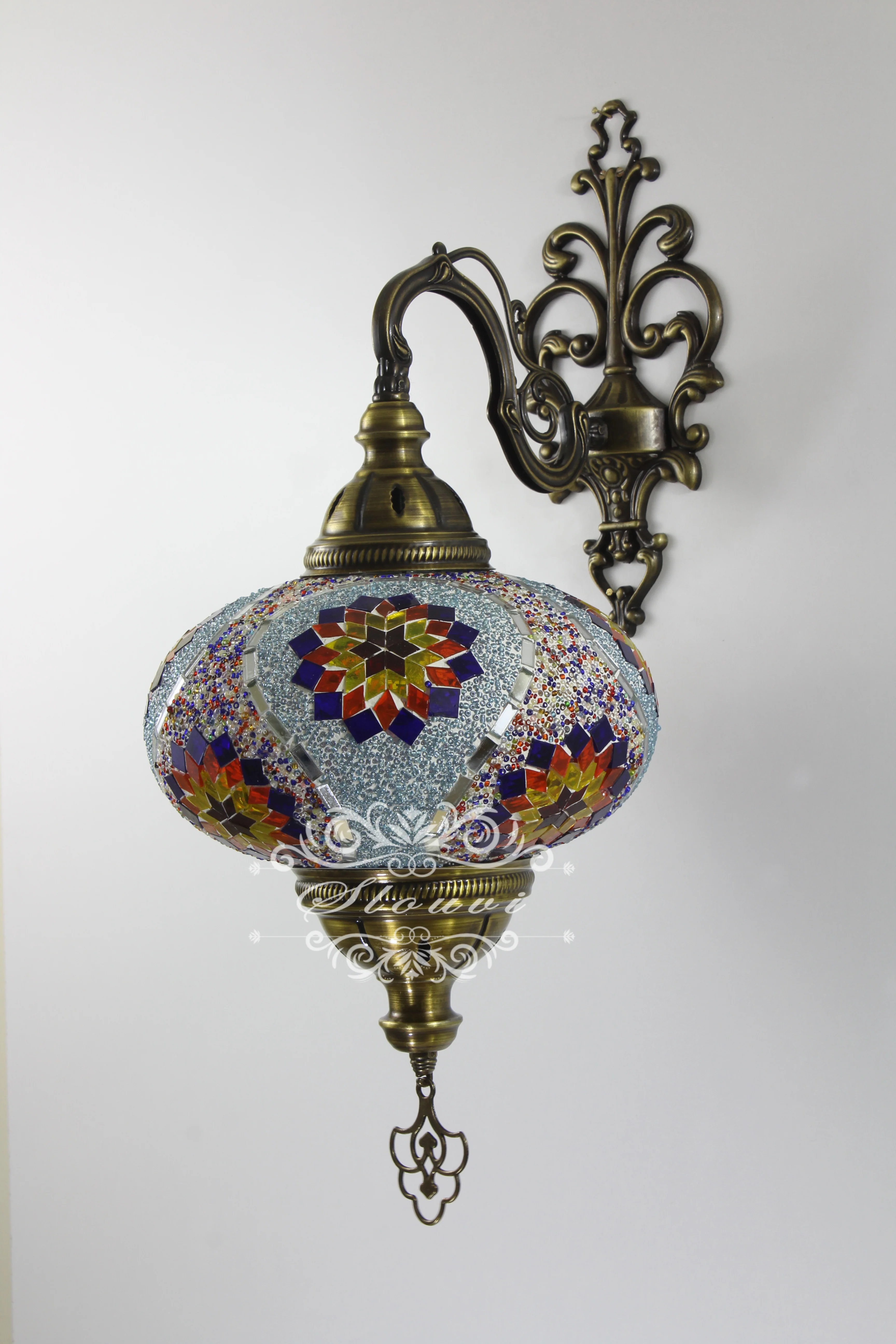 Turkish Mosaic Wall Sconce, With Extra Large Globes - Image 4