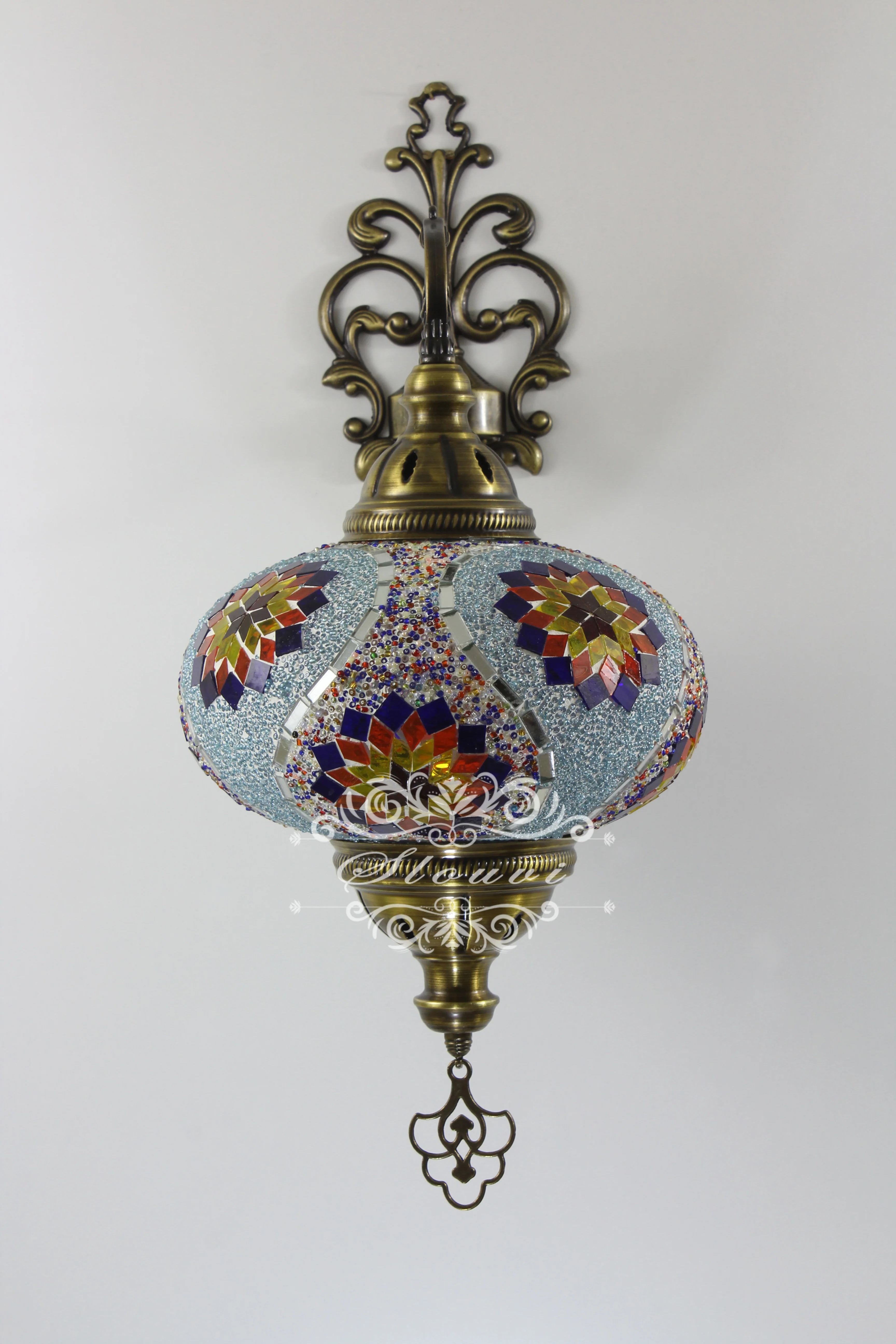 Turkish Mosaic Wall Sconce, With Extra Large Globes - Image 6