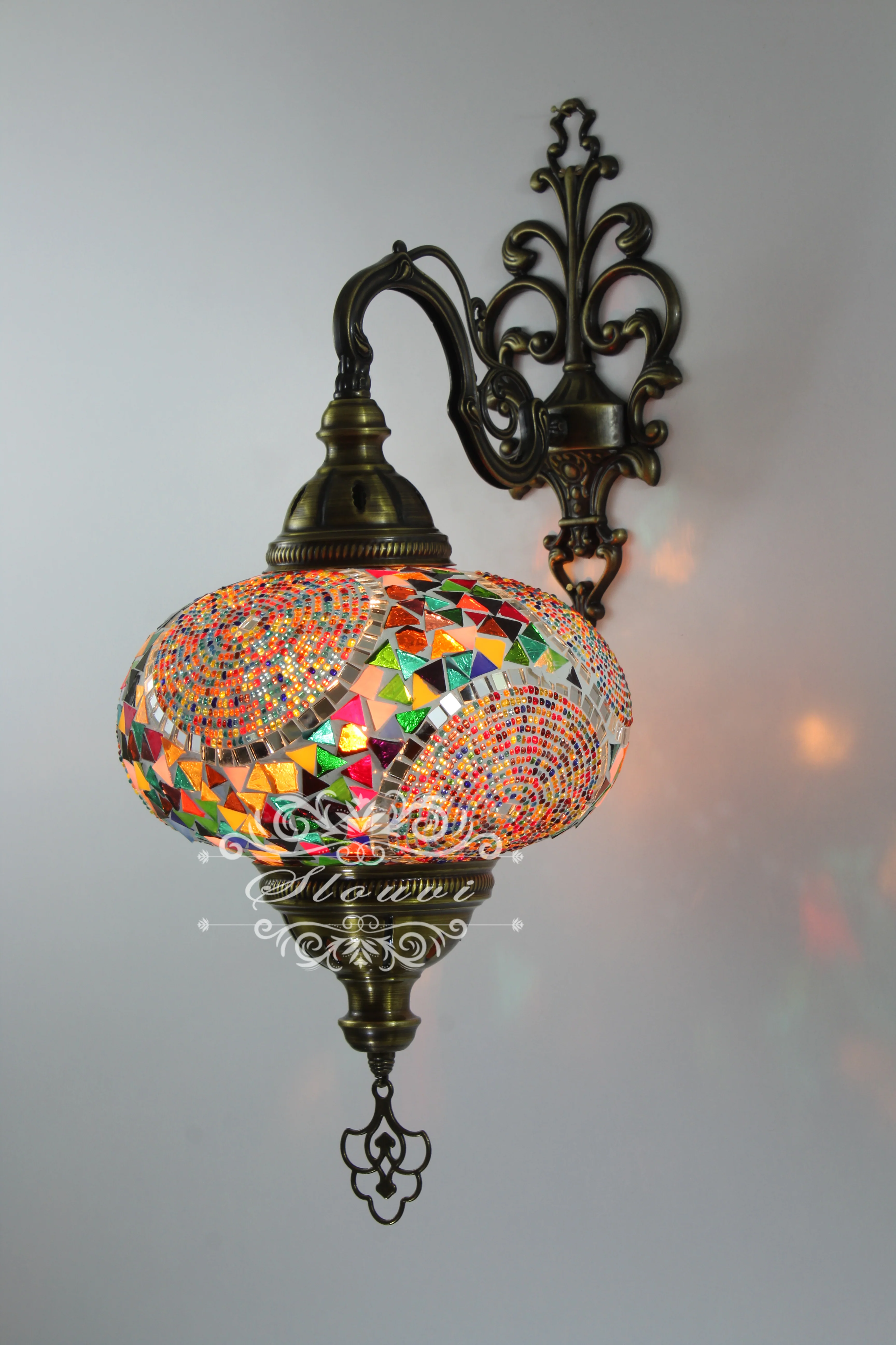 Turkish Mosaic Wall Sconce, With Extra Large Globes