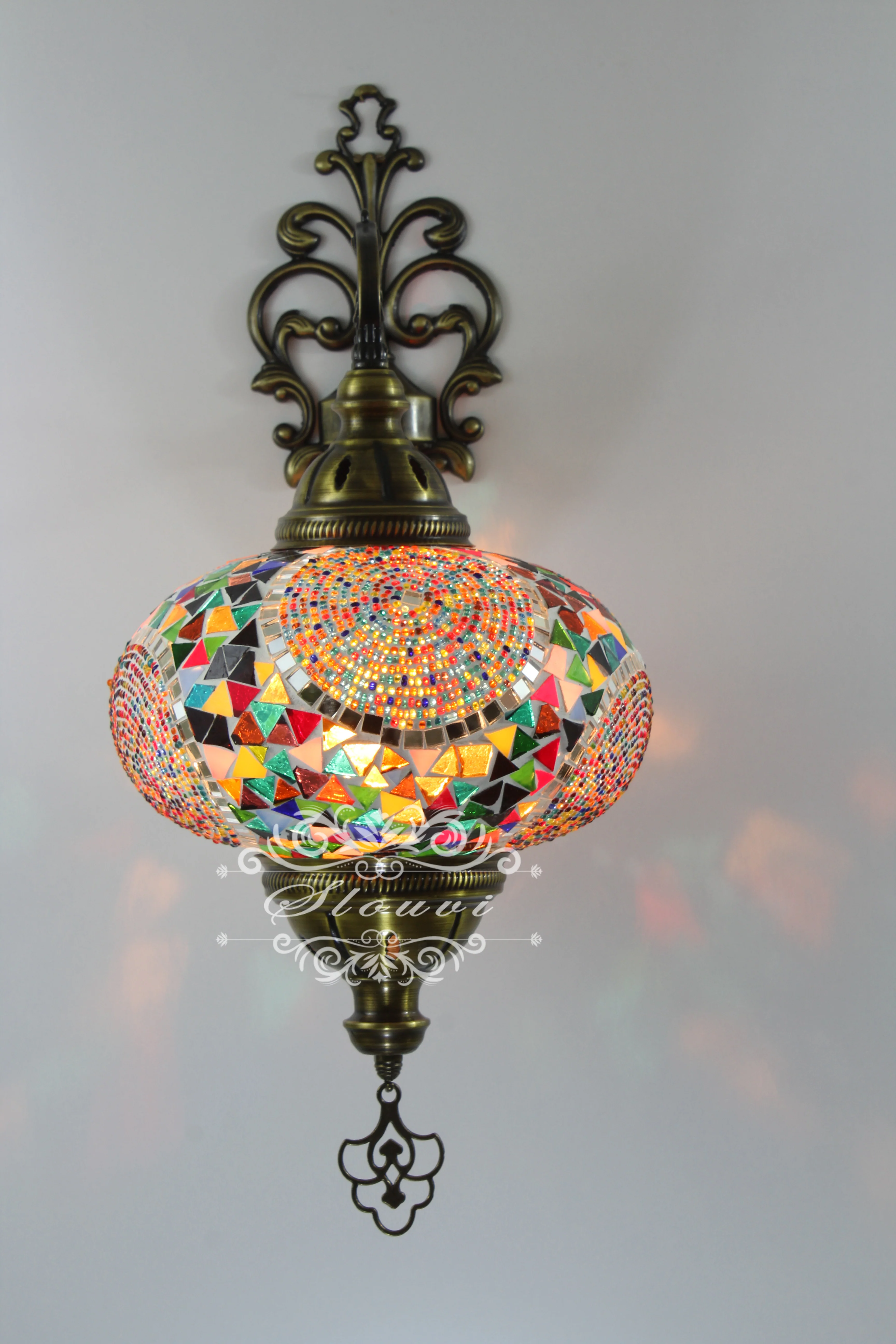 Turkish Mosaic Wall Sconce, With Extra Large Globes - Image 4