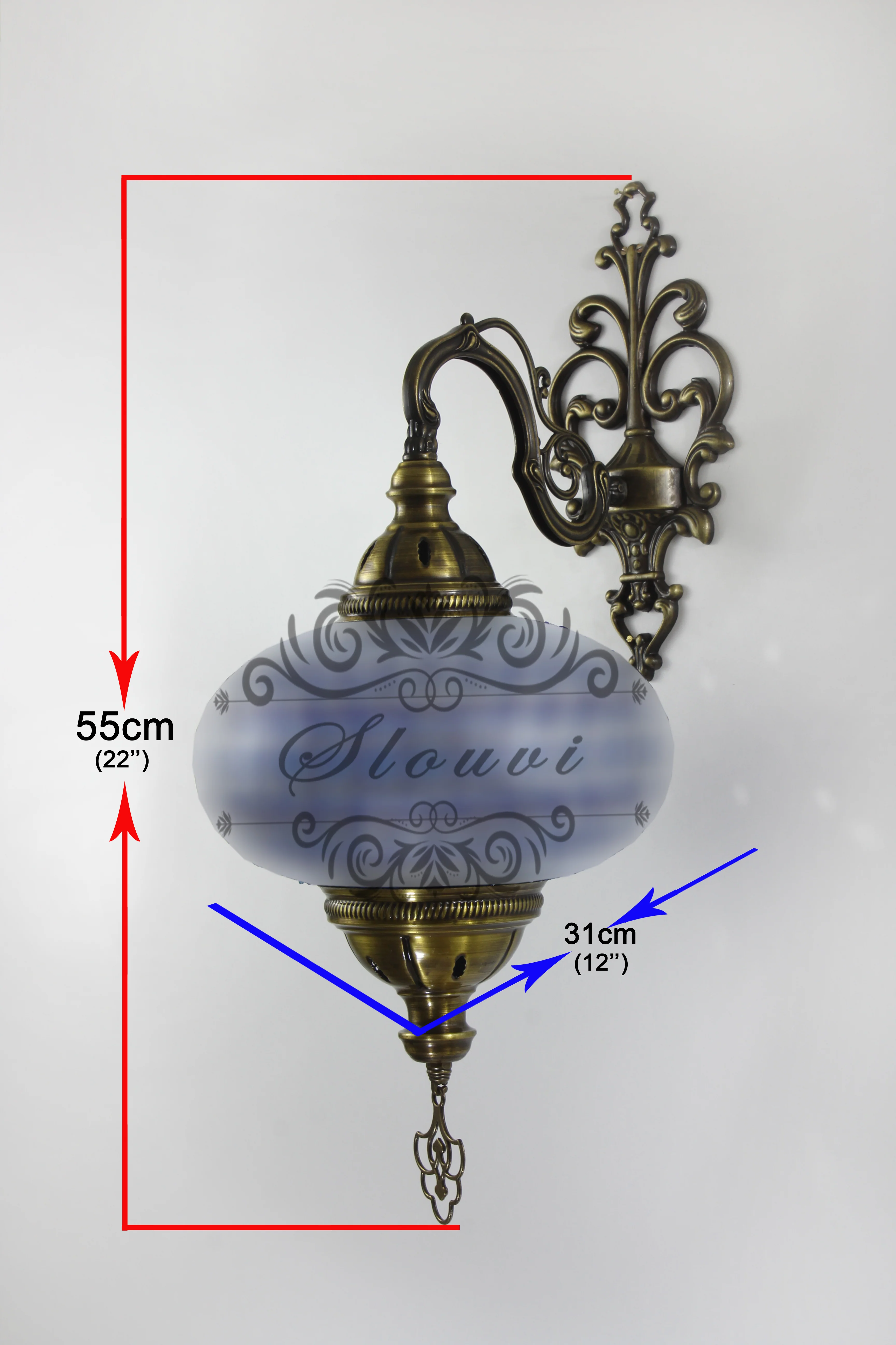 Turkish Mosaic Wall Sconce, With Extra Large Globes - Image 7