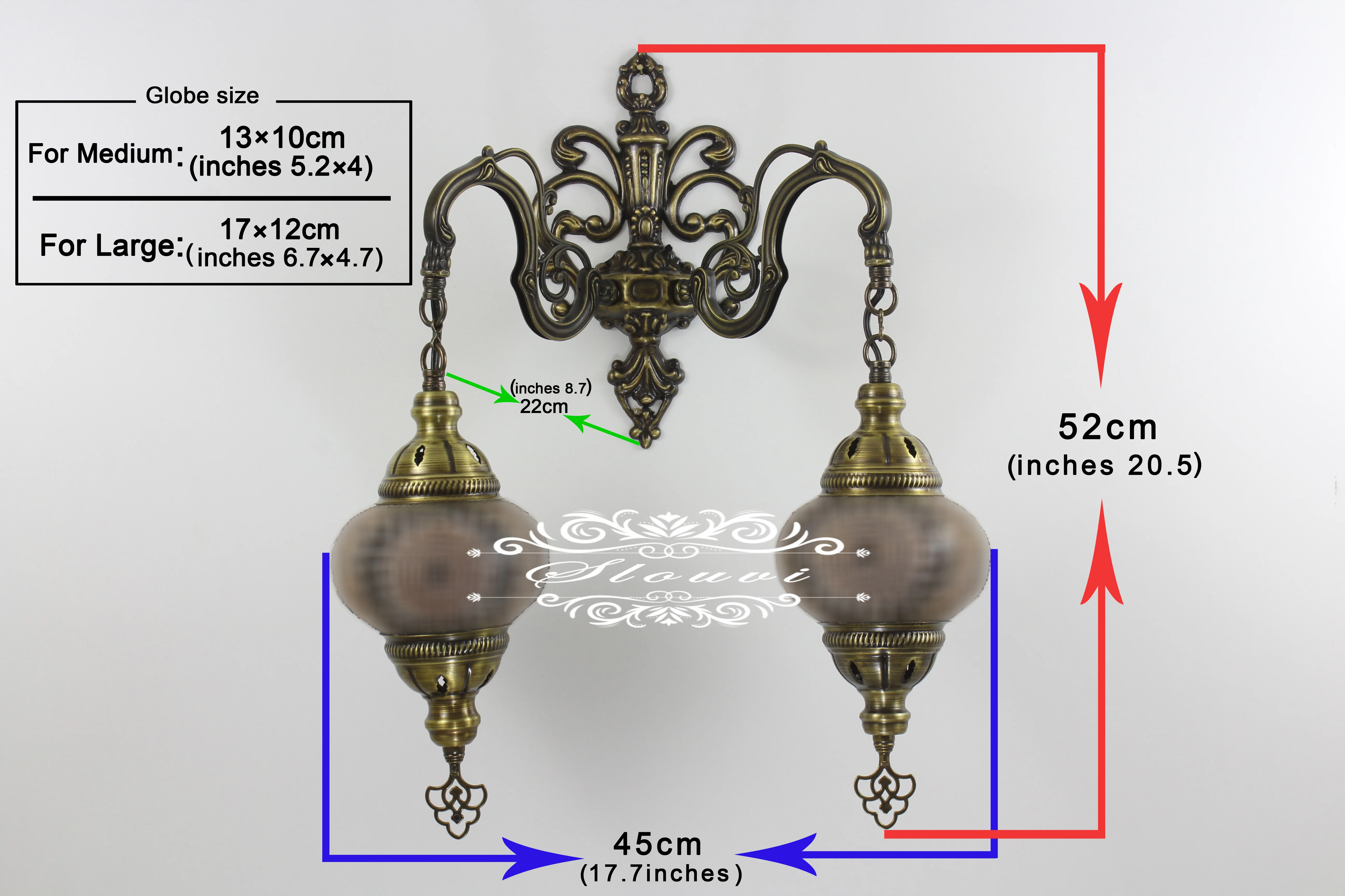 Turkish Mosaic Double Wall Sconce, With Large Globes - Image 4