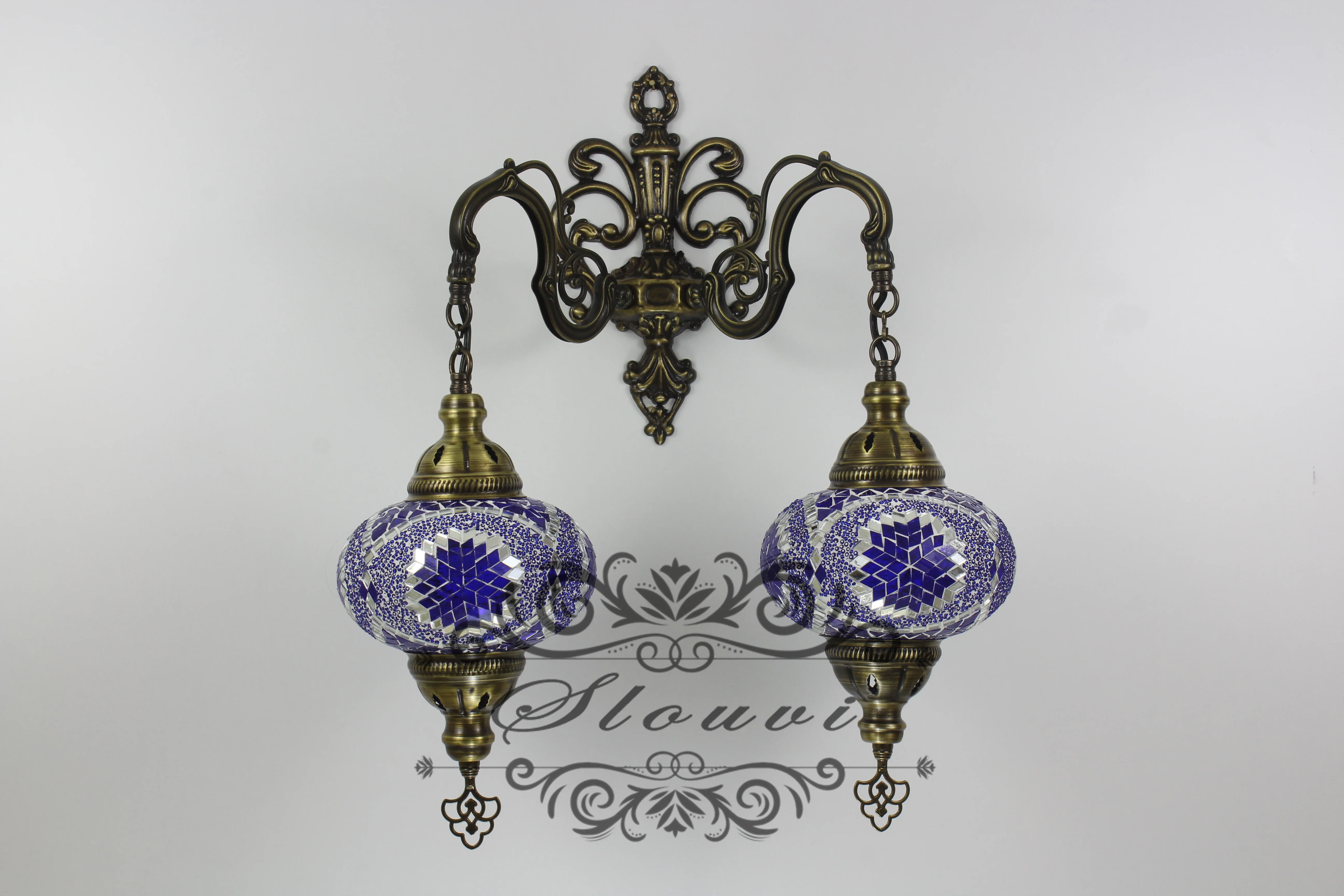 Turkish Mosaic Double Wall Sconce, With Large Globes - Image 3