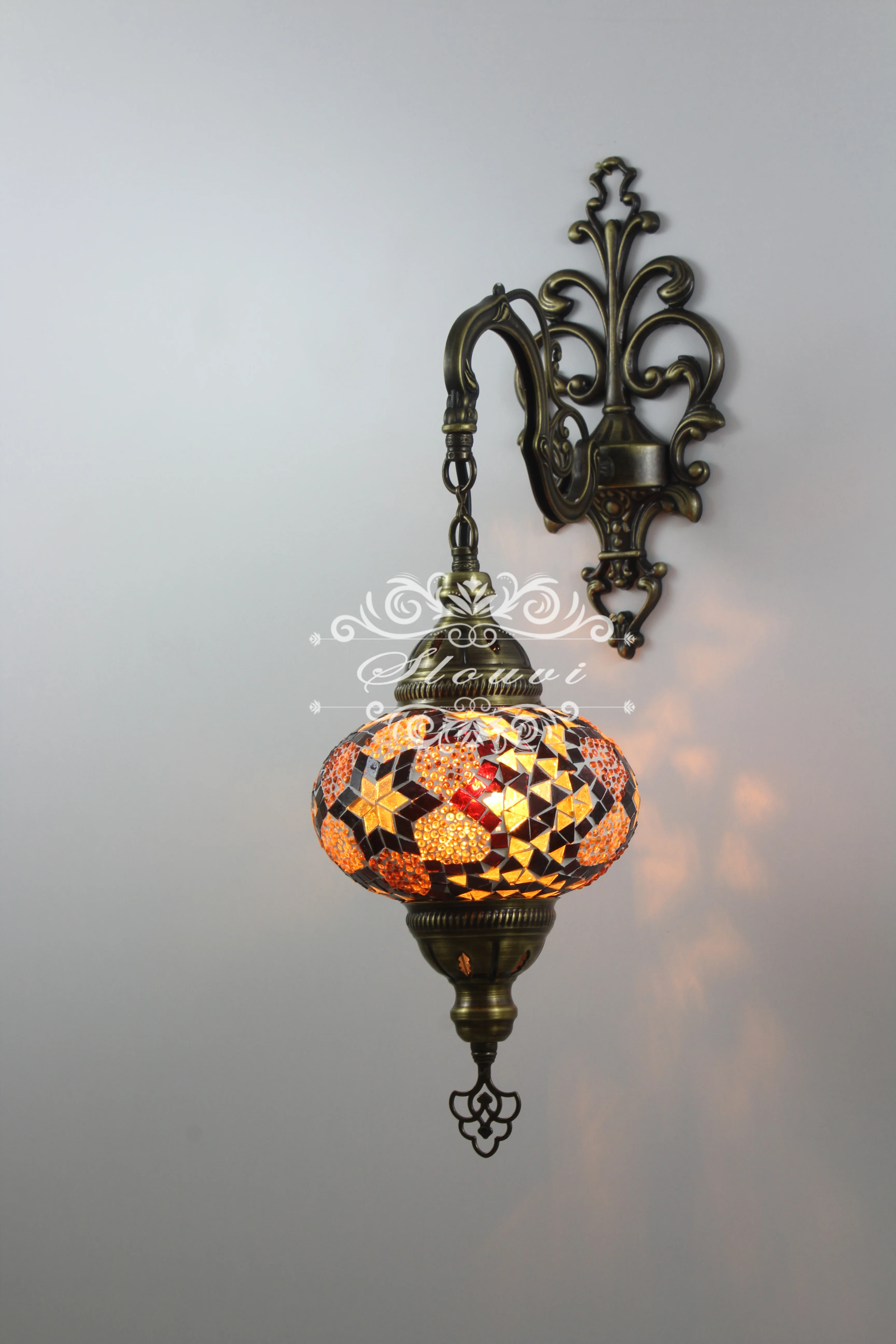 Melidia Turkish Mosaic Wall Sconce, With Large Globe - Image 3