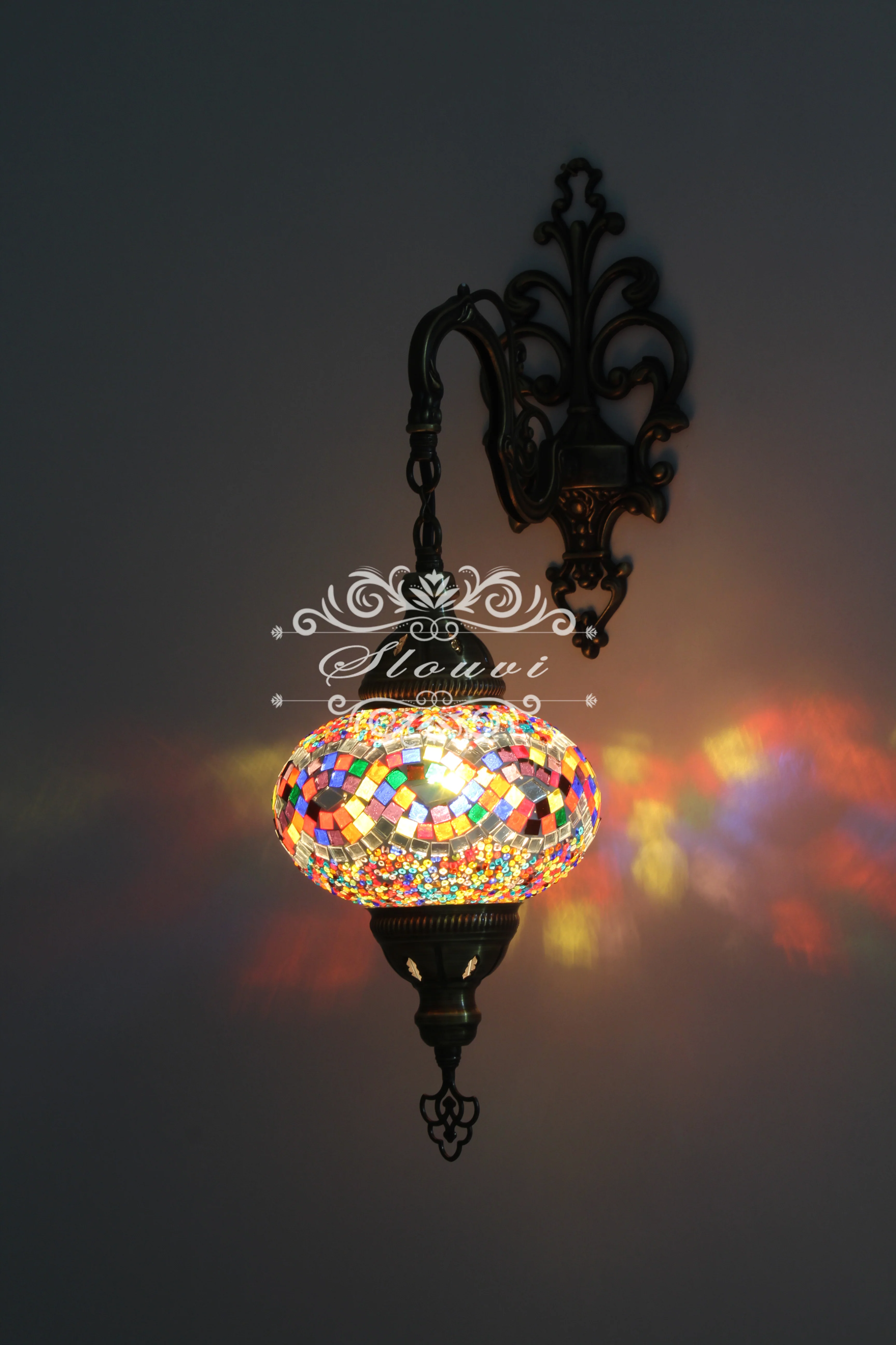 Melidia Turkish Mosaic Wall Sconce, With Large Globe