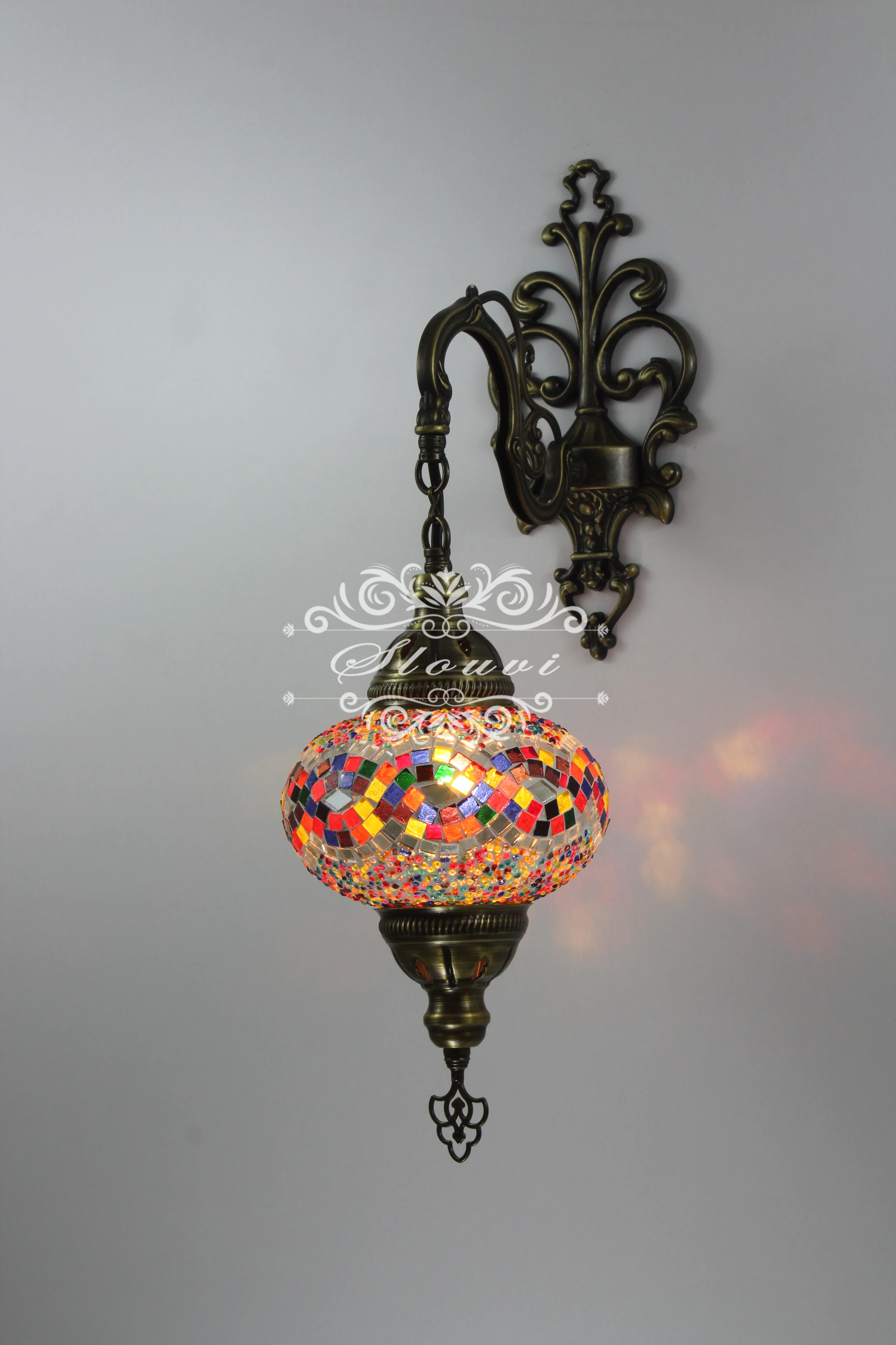 Melidia Turkish Mosaic Wall Sconce, With Large Globe - Image 3