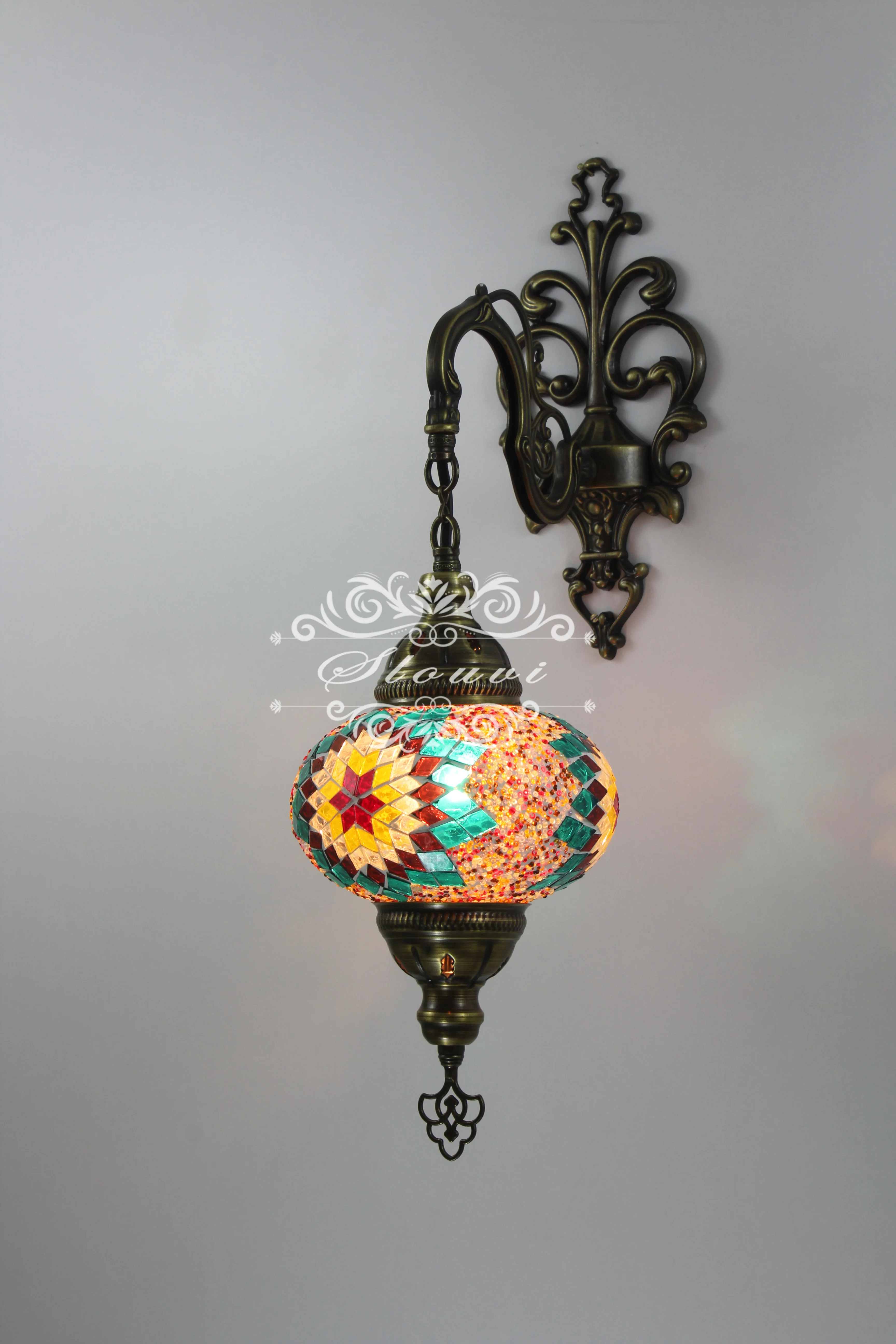 Turkish Mosaic Wall Sconce, With Large Globes - Image 3